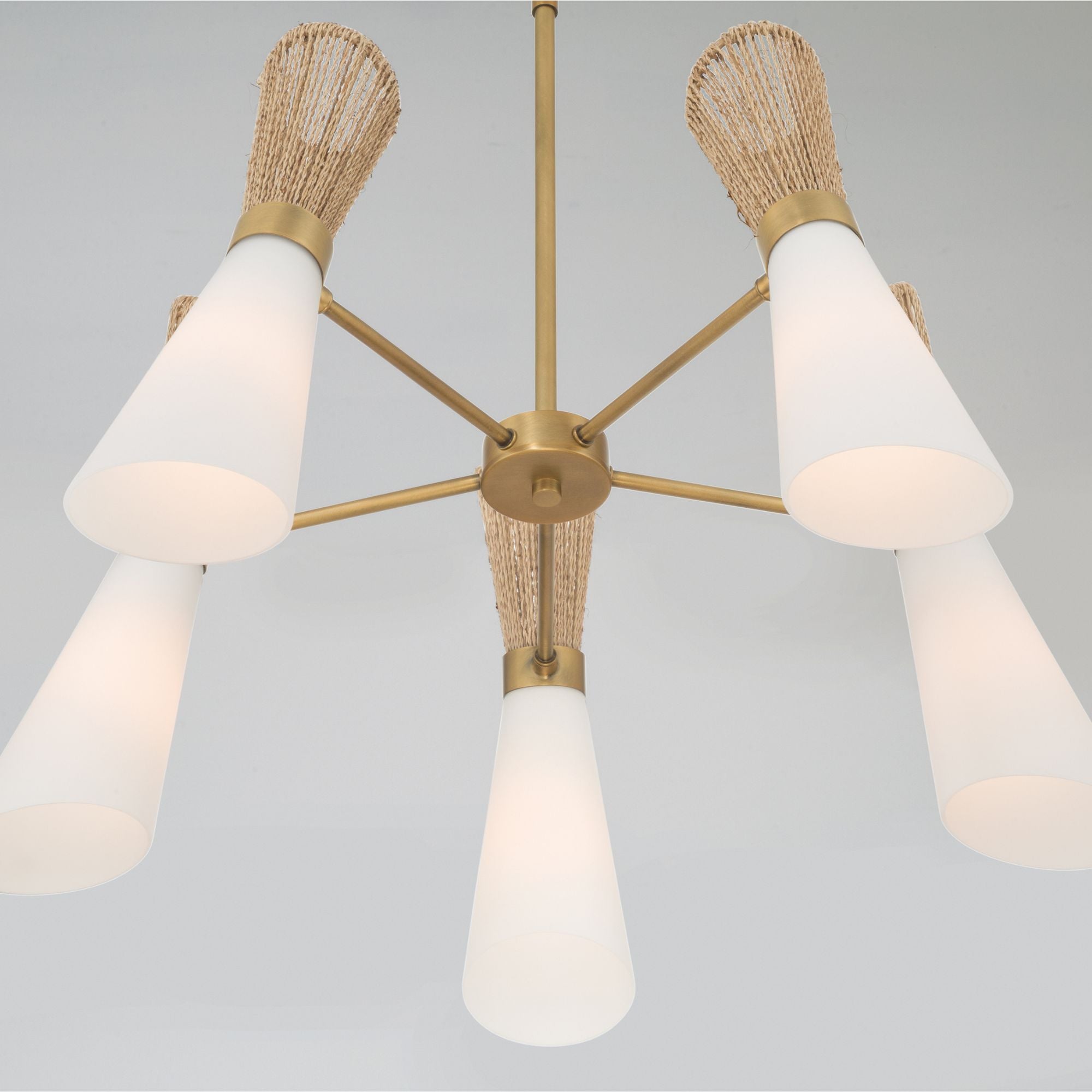 Minka-Lavery Vantrel 26.25 in. 5-Light Chandelier, Legacy Brass with Etched Opal Glass