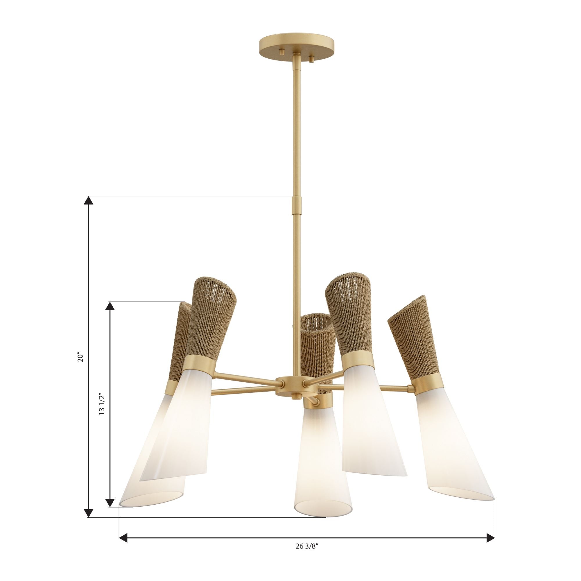 Minka-Lavery Vantrel 26.25 in. 5-Light Chandelier, Legacy Brass with Etched Opal Glass
