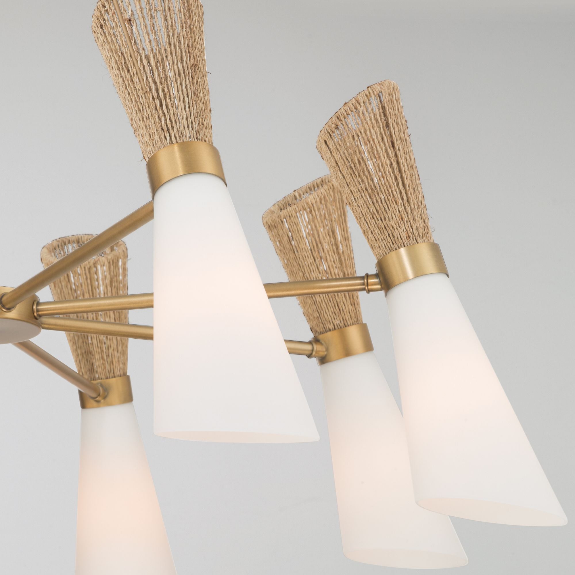 Minka-Lavery Vantrel 36 in. 8-Light Chandelier, Legacy Brass with Etched Opal Glass