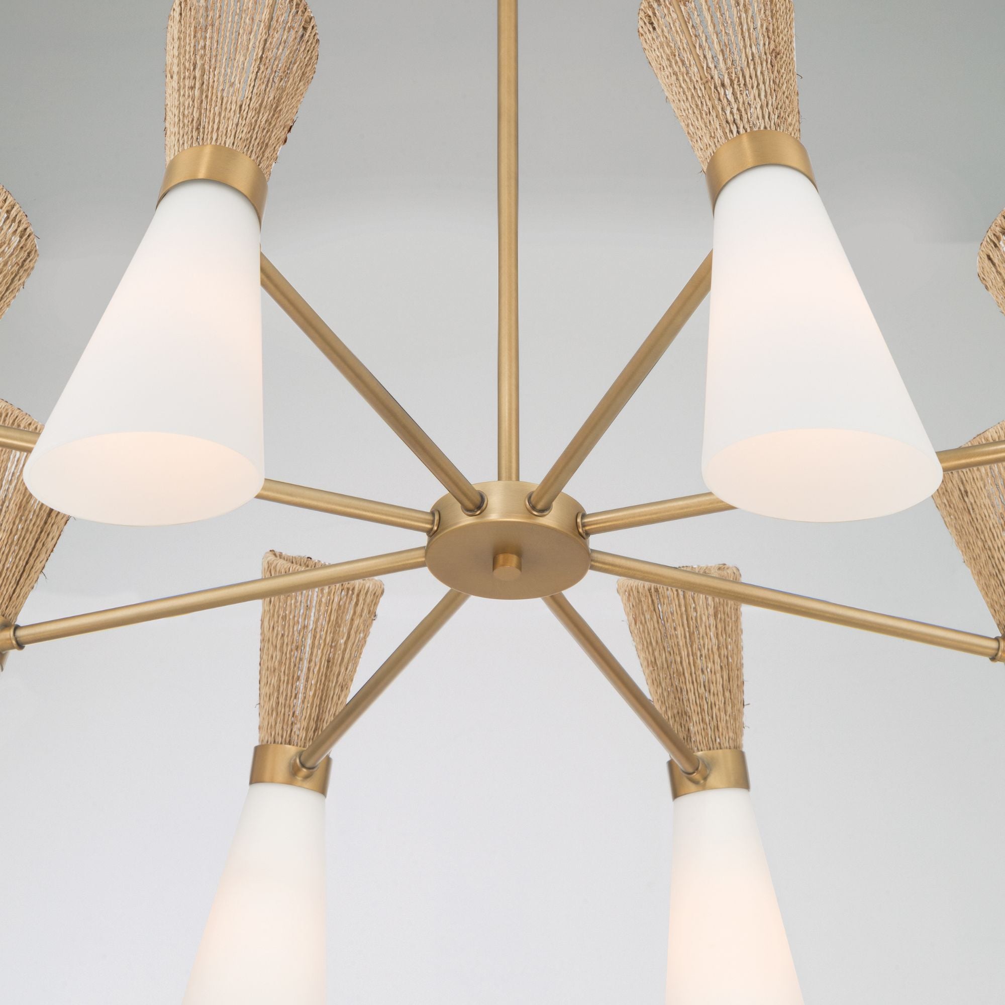 Minka-Lavery Vantrel 36 in. 8-Light Chandelier, Legacy Brass with Etched Opal Glass