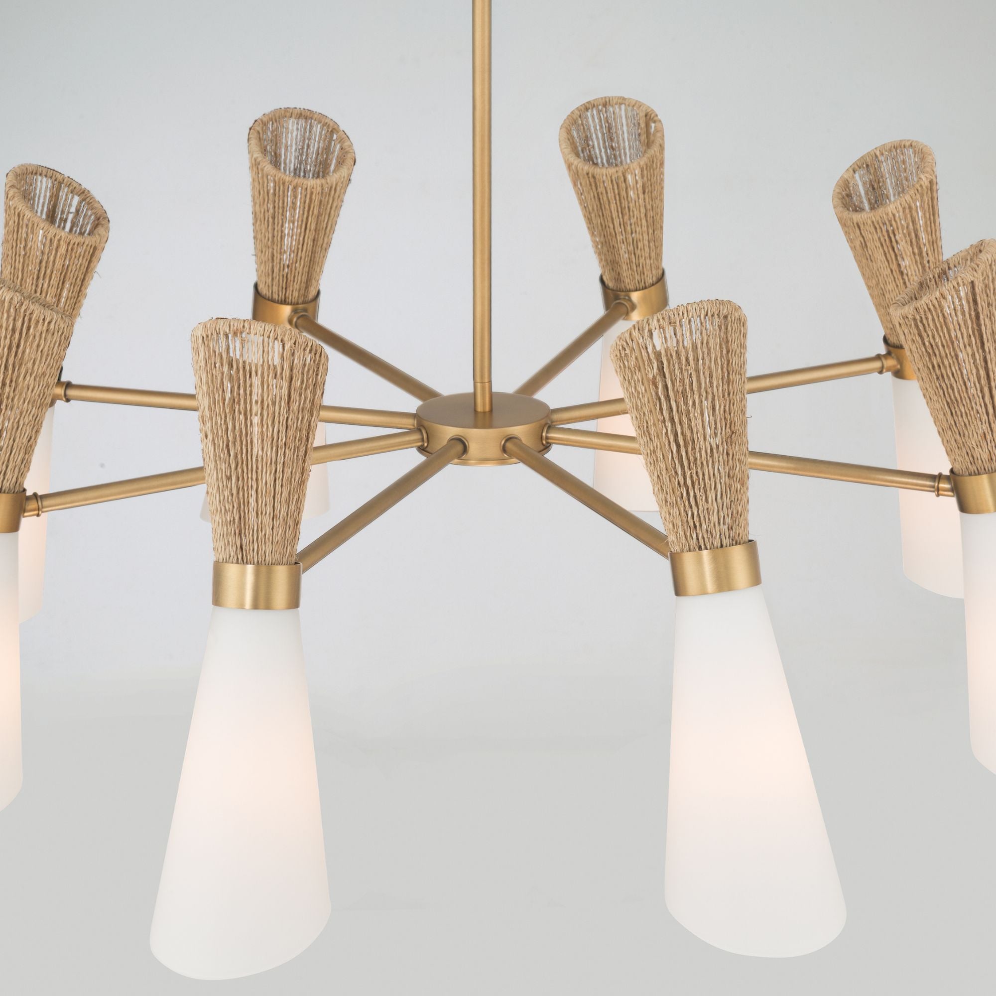 Minka-Lavery Vantrel 36 in. 8-Light Chandelier, Legacy Brass with Etched Opal Glass