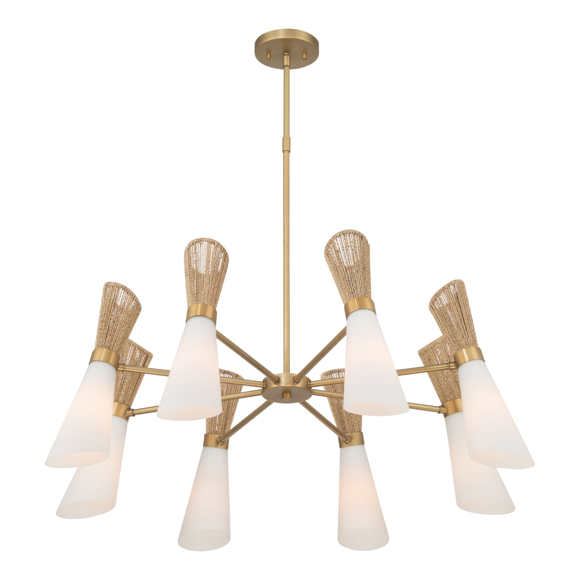 Minka-Lavery Vantrel 36 in. 8-Light Chandelier, Legacy Brass with Etched Opal Glass