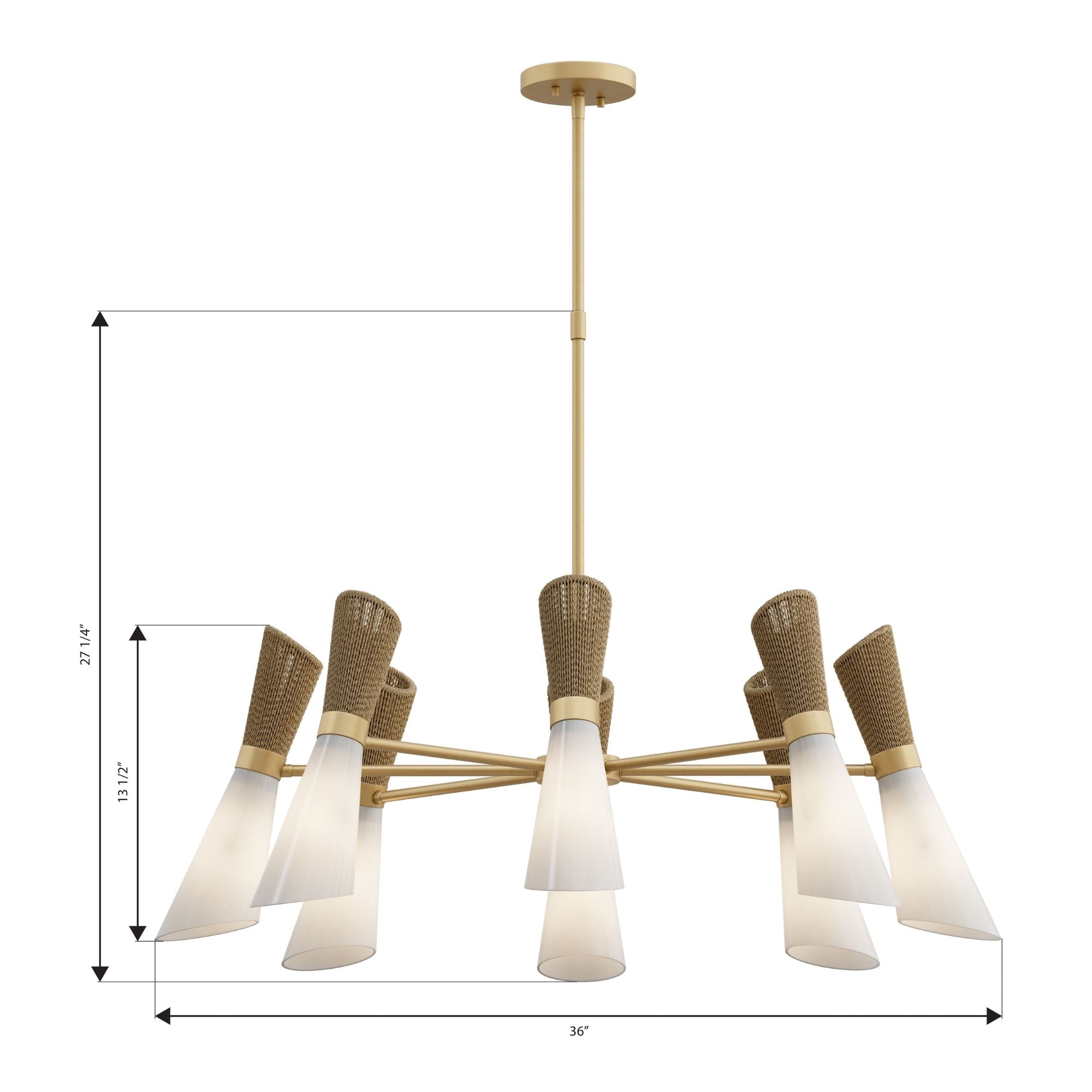 Minka-Lavery Vantrel 36 in. 8-Light Chandelier, Legacy Brass with Etched Opal Glass