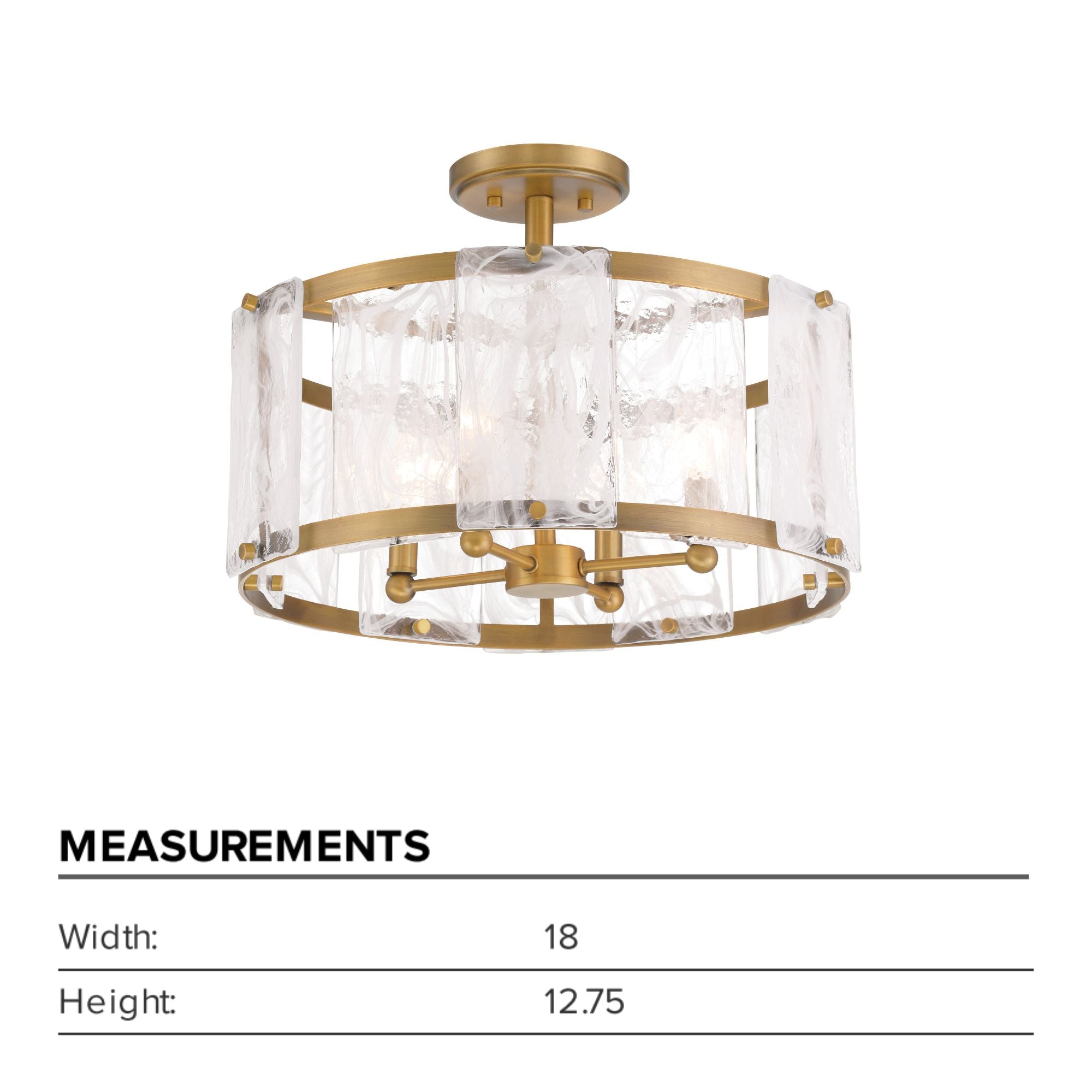 Veil 18" 4-Light Semi-Flush Mount, Legacy Brass Finish