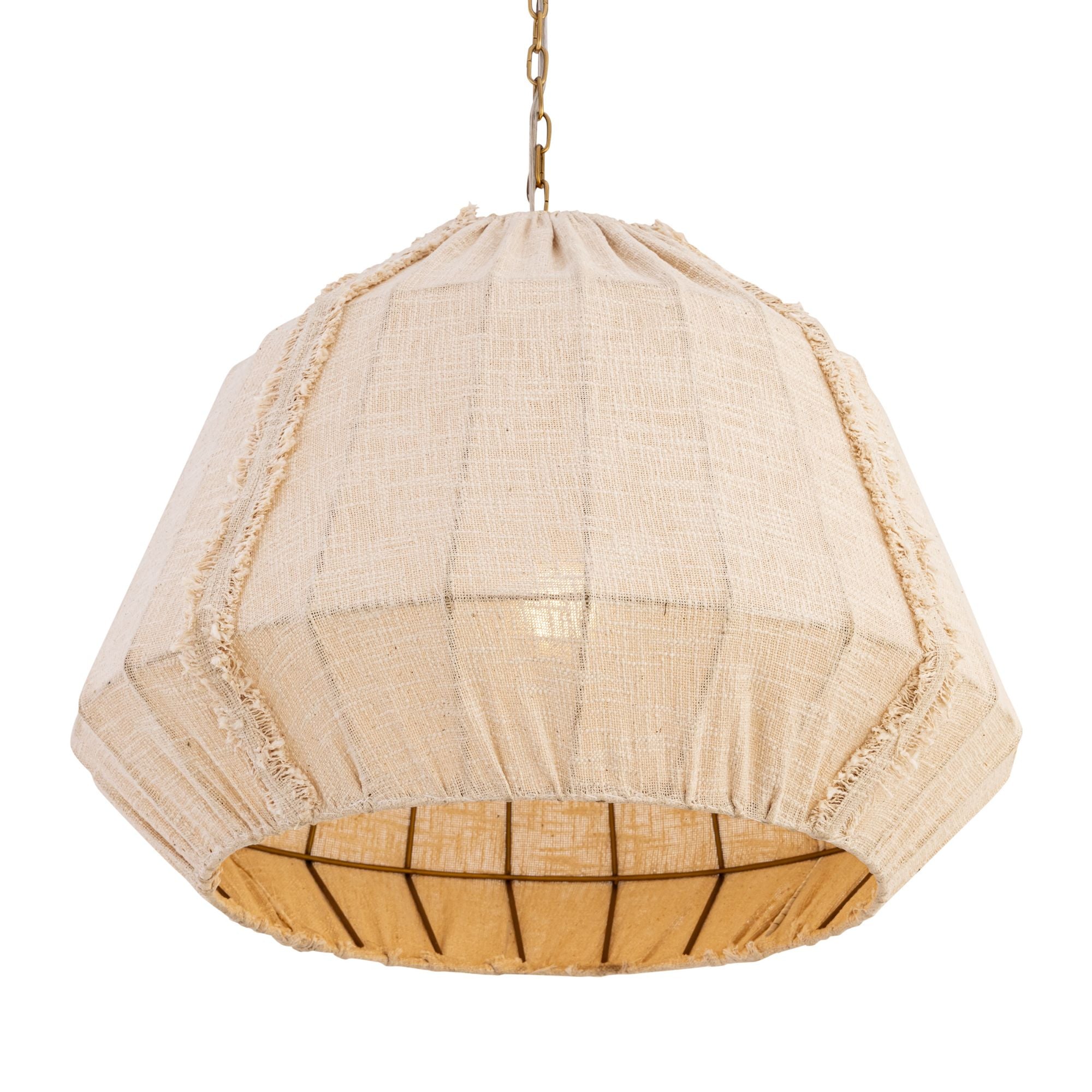 Minka-Lavery Velune 28 in. Pendant Light, Legacy Brass with Textured Linen Shade