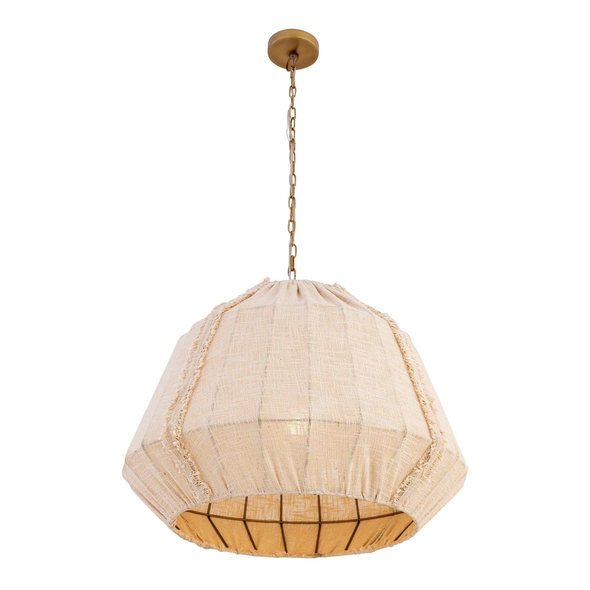 Minka-Lavery Velune 28 in. Pendant Light, Legacy Brass with Textured Linen Shade