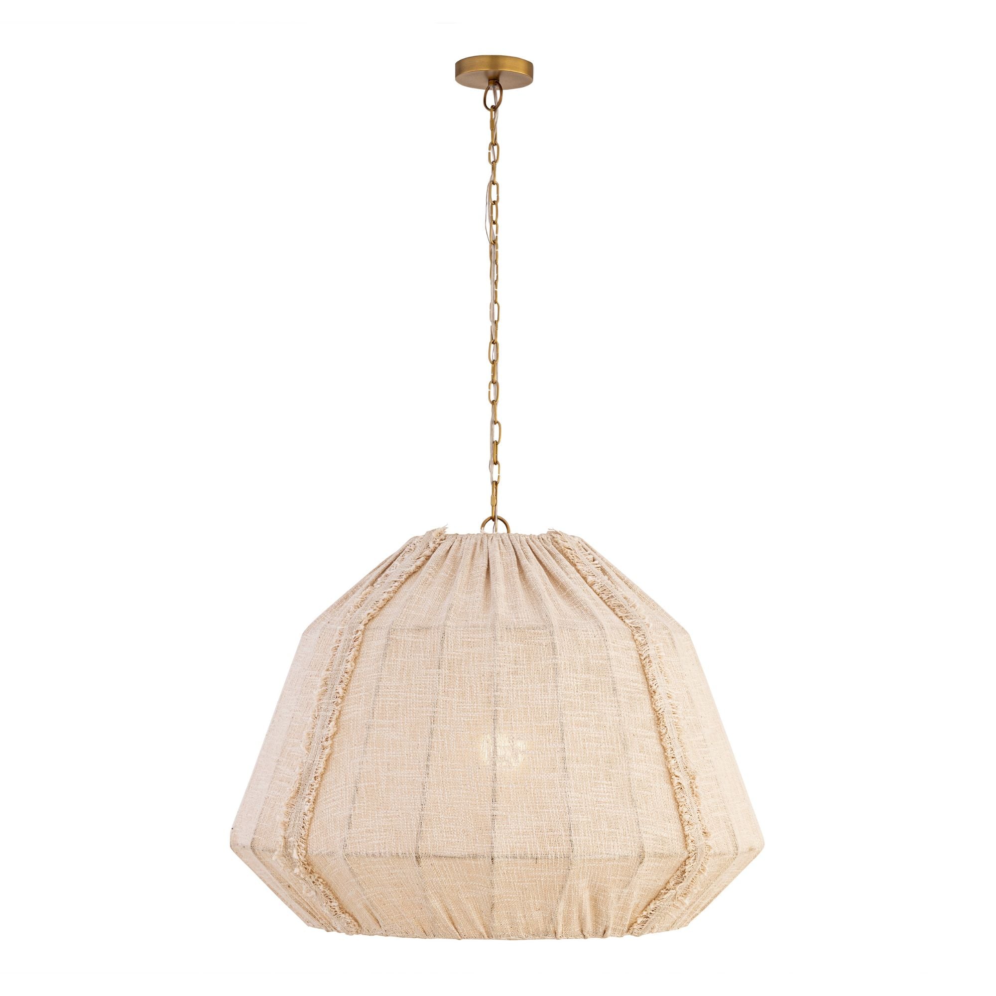 Minka-Lavery Velune 28 in. Pendant Light, Legacy Brass with Textured Linen Shade