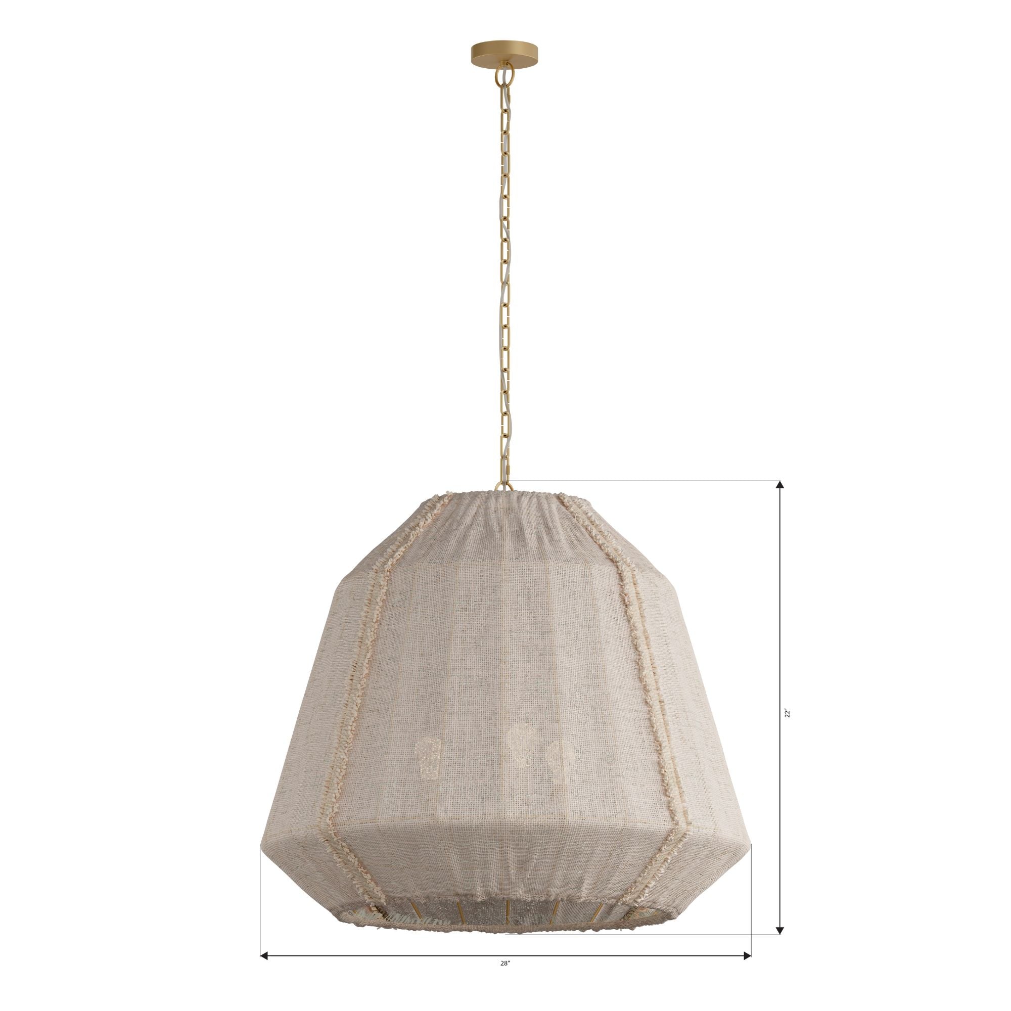 Minka-Lavery Velune 28 in. Pendant Light, Legacy Brass with Textured Linen Shade