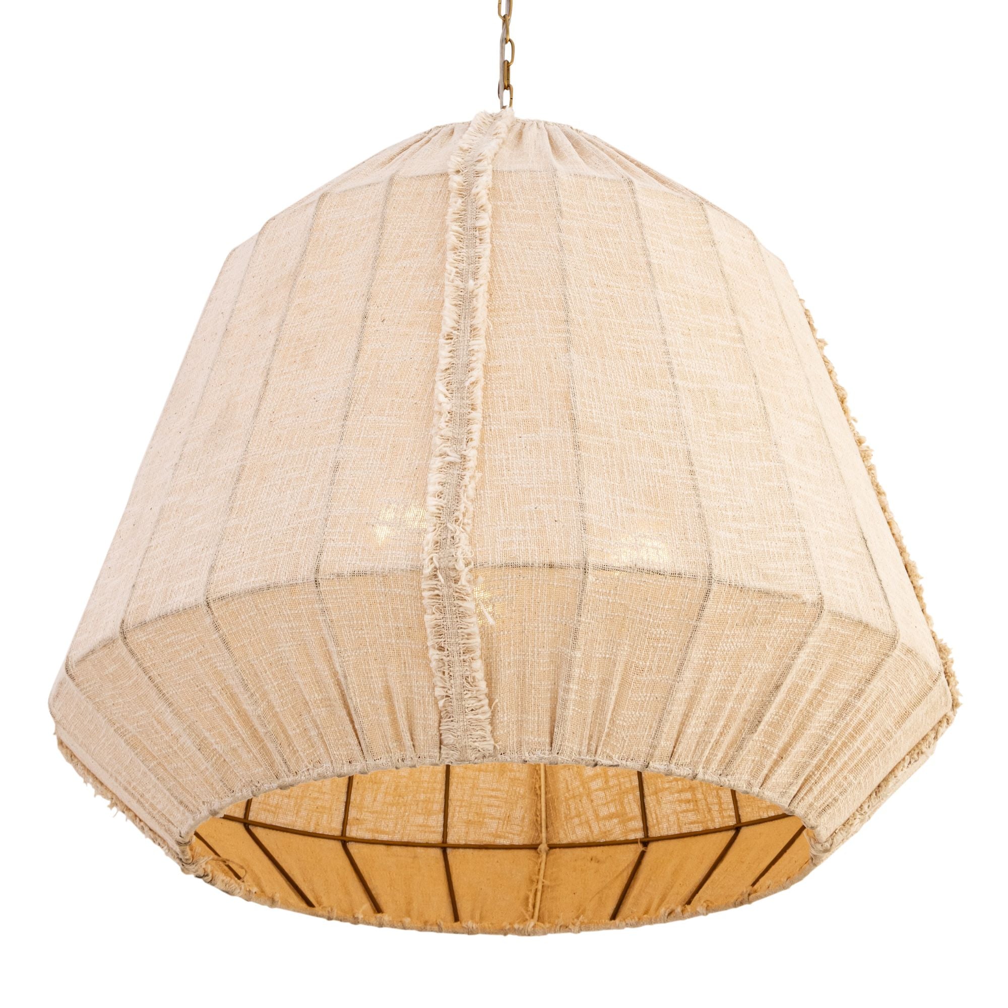 Minka-Lavery Velune 36 in. 3-Light Pendant, Legacy Brass with Textured Linen Shade