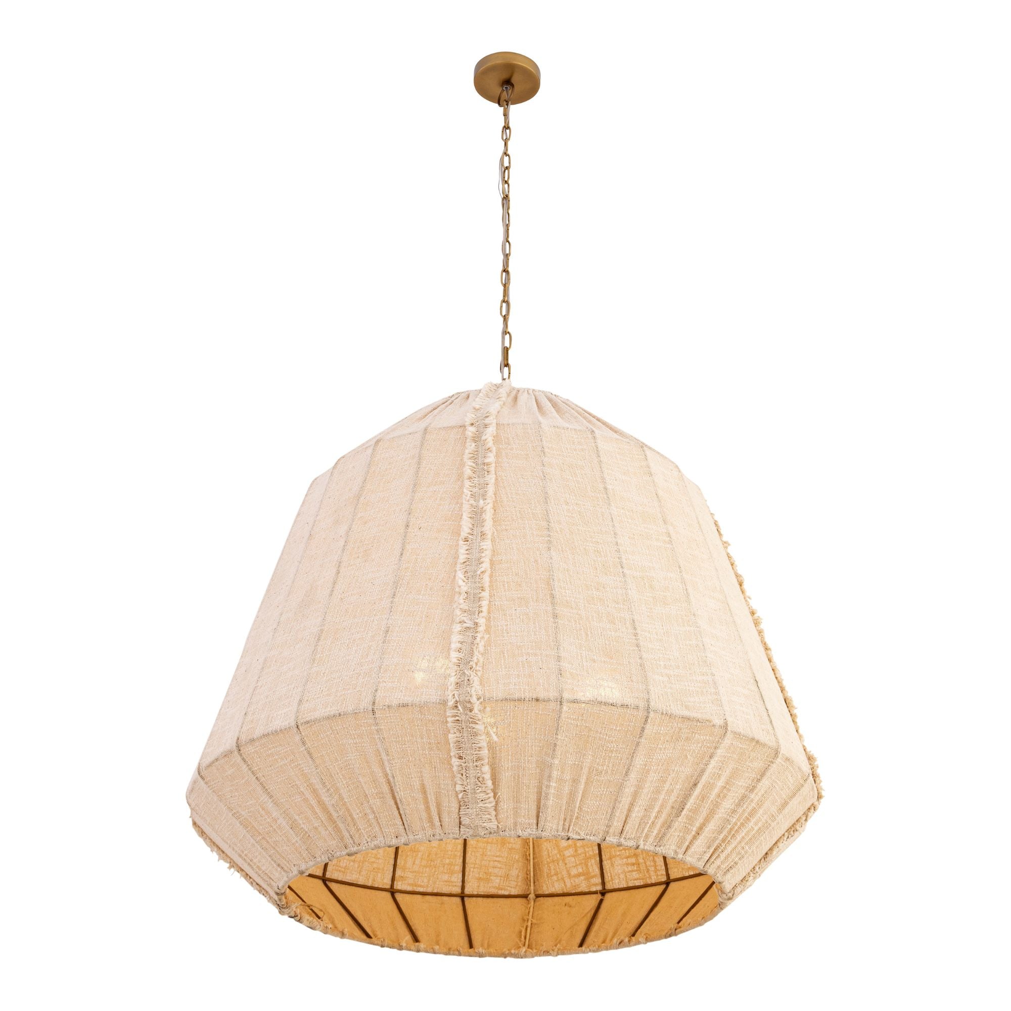 Minka-Lavery Velune 36 in. 3-Light Pendant, Legacy Brass with Textured Linen Shade