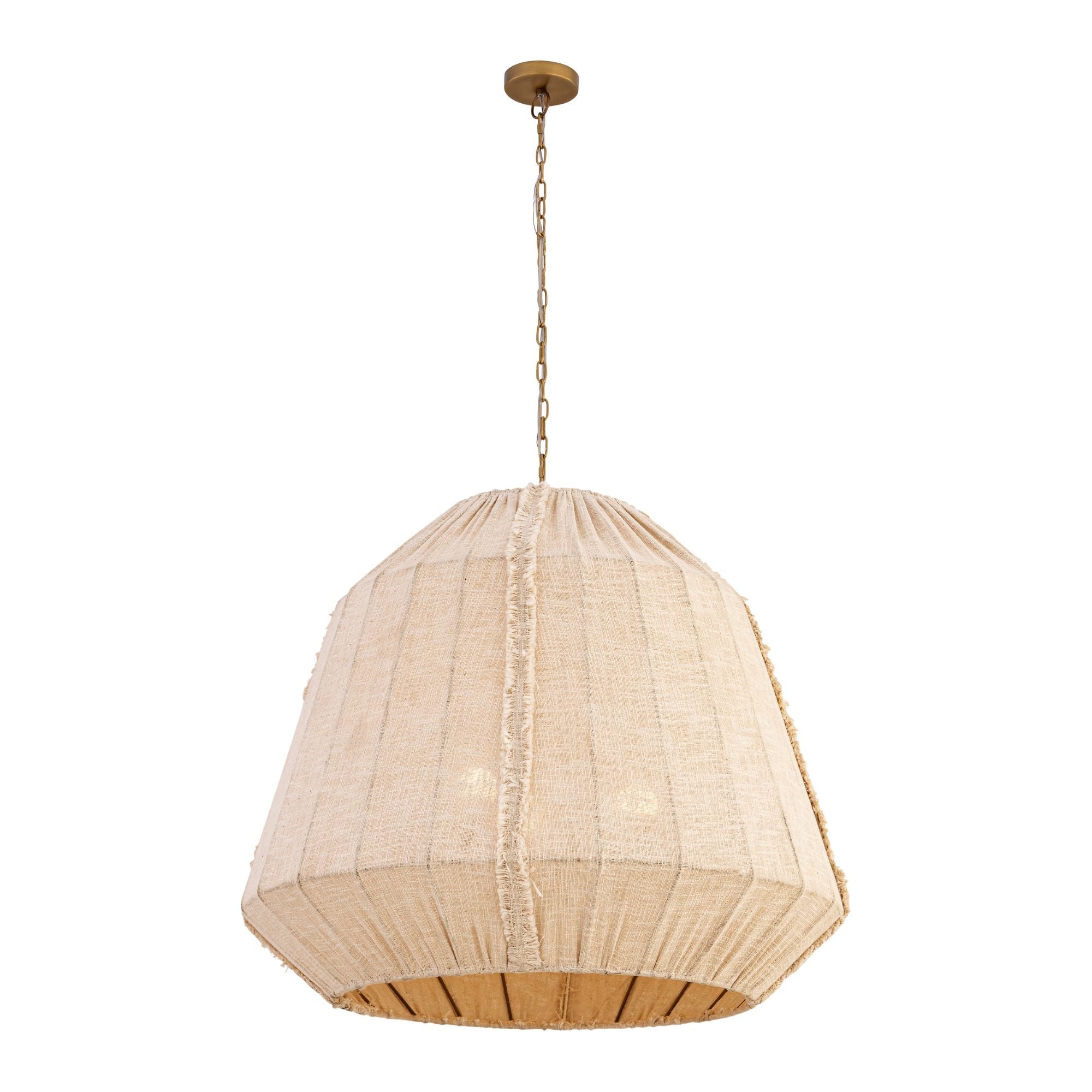 Minka-Lavery Velune 36 in. 3-Light Pendant, Legacy Brass with Textured Linen Shade