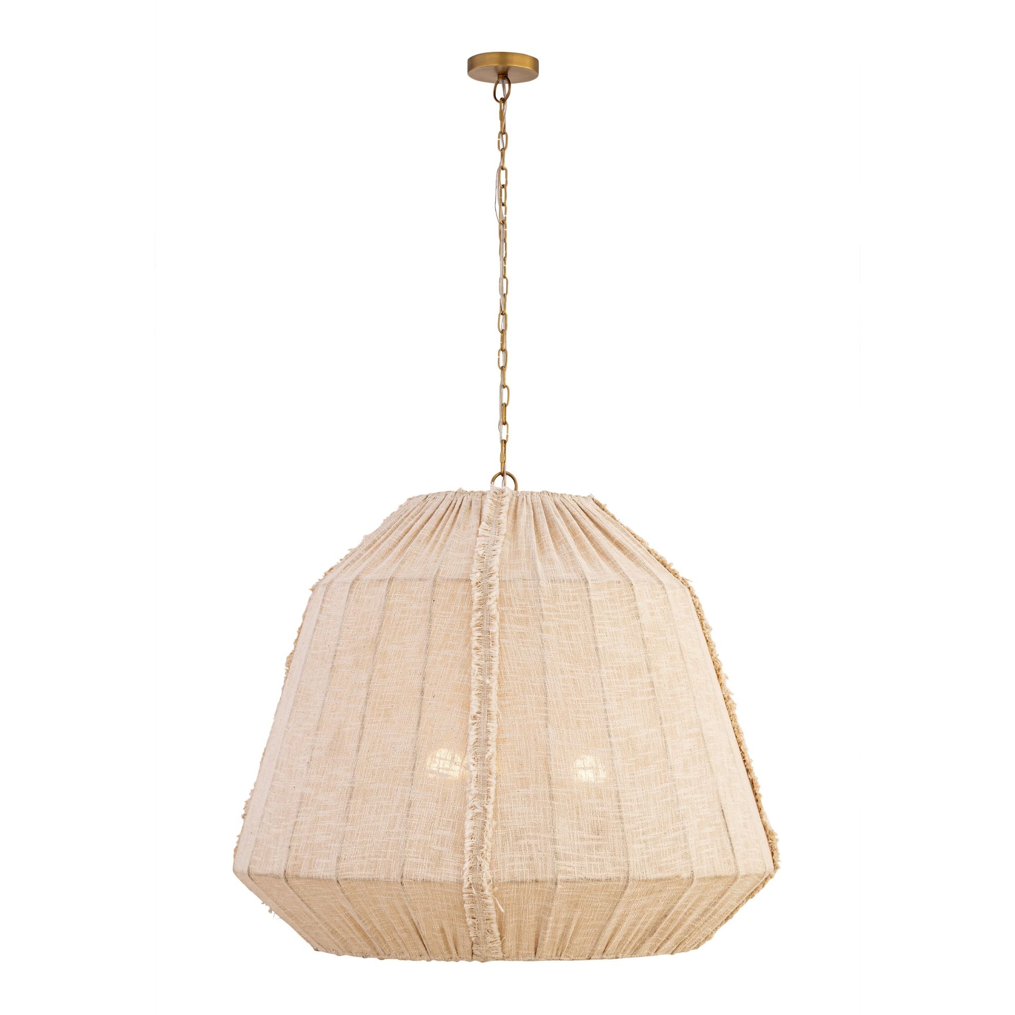 Minka-Lavery Velune 36 in. 3-Light Pendant, Legacy Brass with Textured Linen Shade