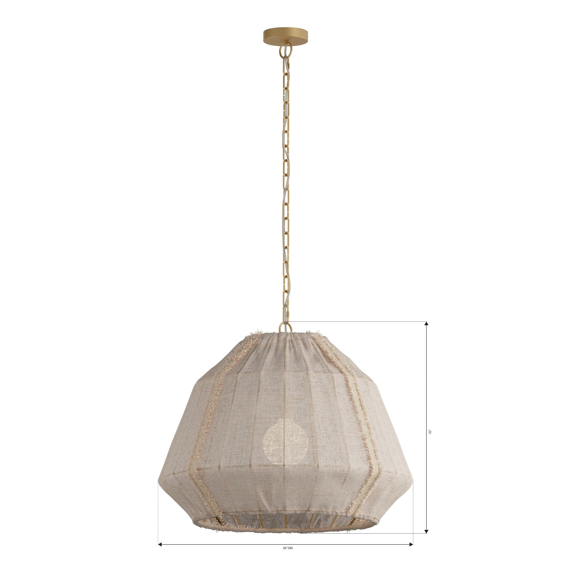 Minka-Lavery Velune 36 in. 3-Light Pendant, Legacy Brass with Textured Linen Shade