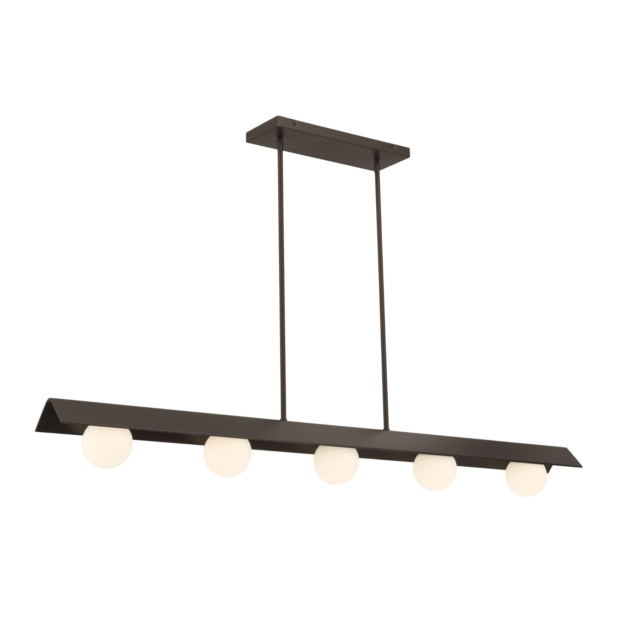 Minka-Lavery Vestra 54 in. Linear Chandelier, Dark Bronze with Etched Opal Glass