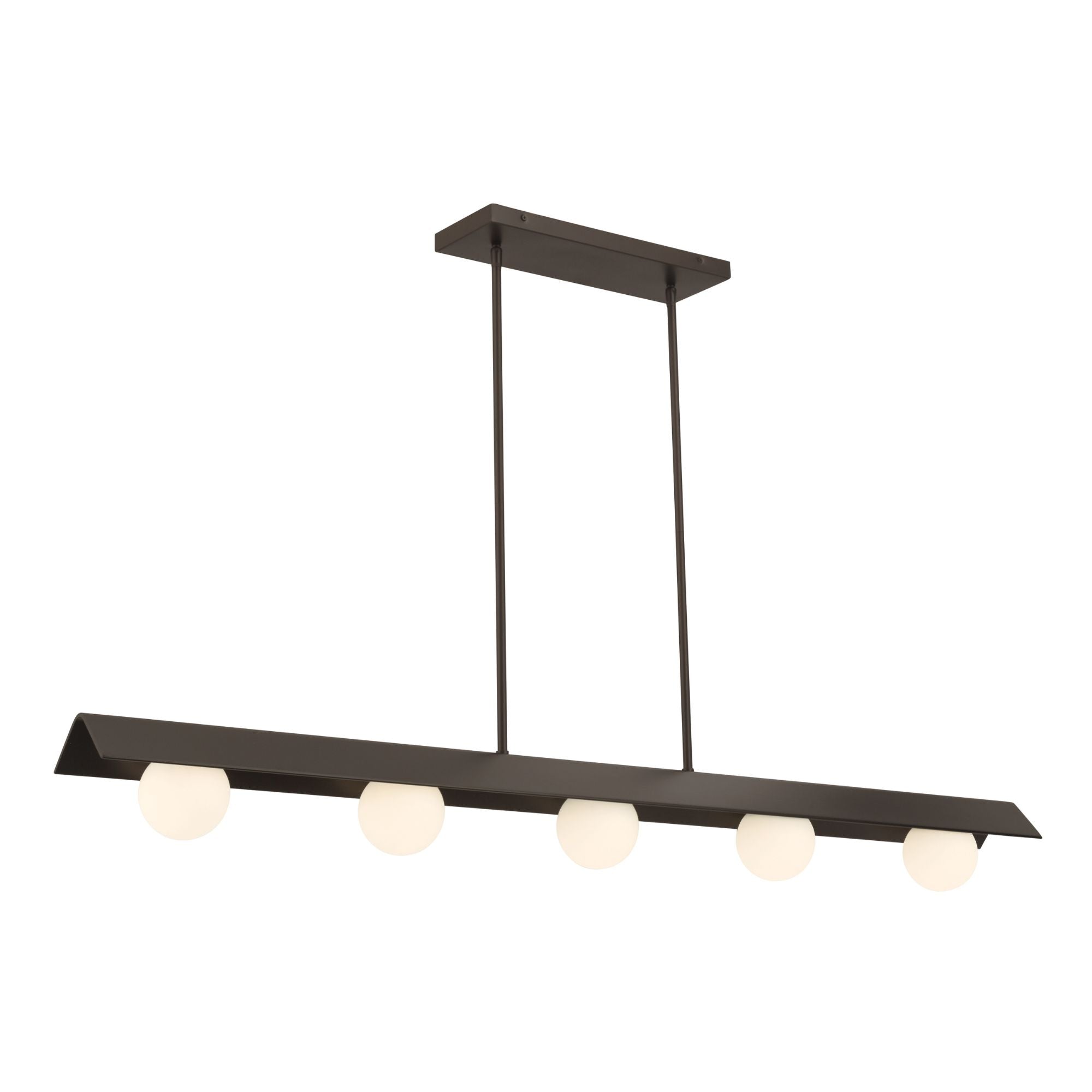 Minka-Lavery Vestra 54 in. Linear Chandelier, Dark Bronze with Etched Opal Glass