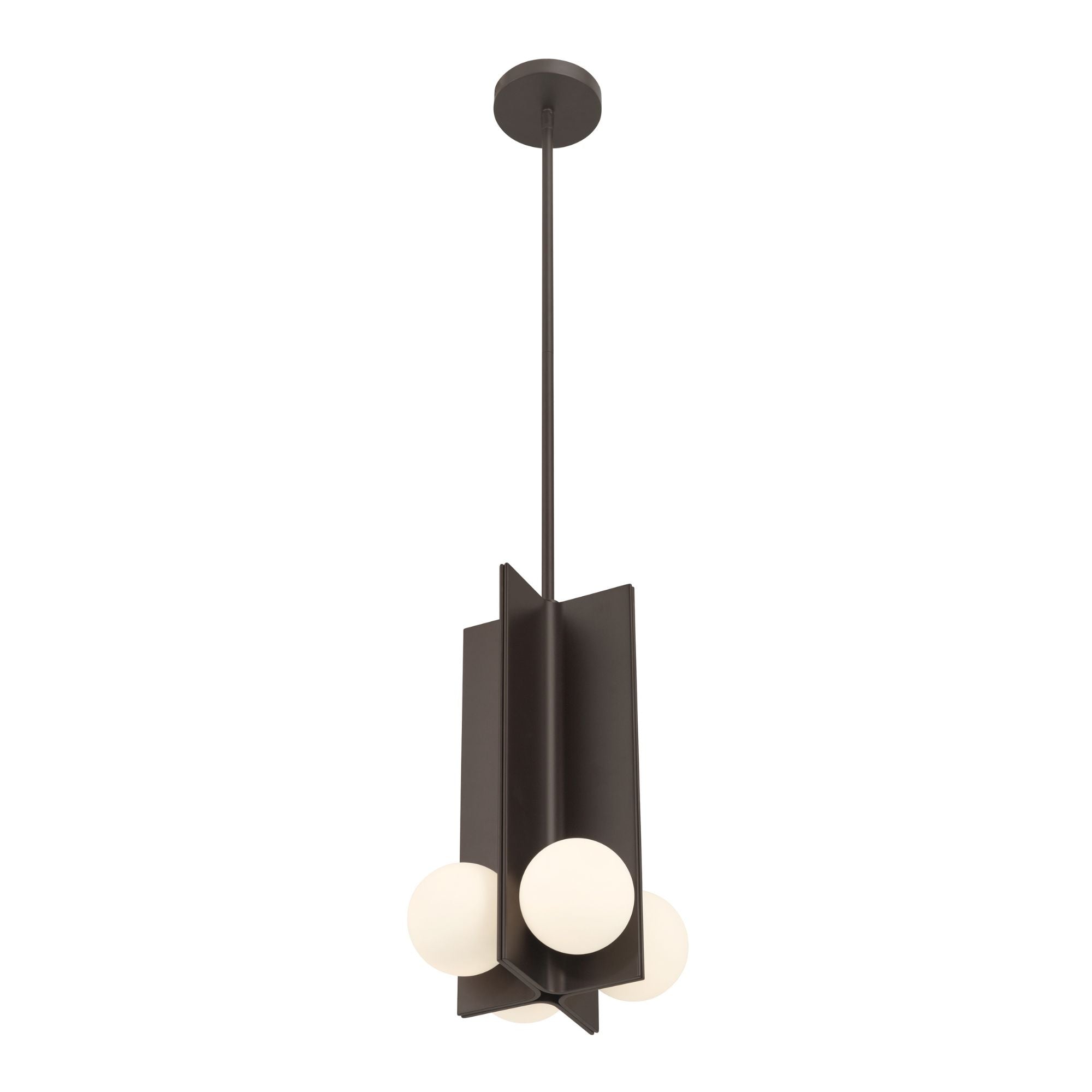 Minka-Lavery Vestra 16 in. LED Pendant, Dark Bronze with Etched Opal Glass