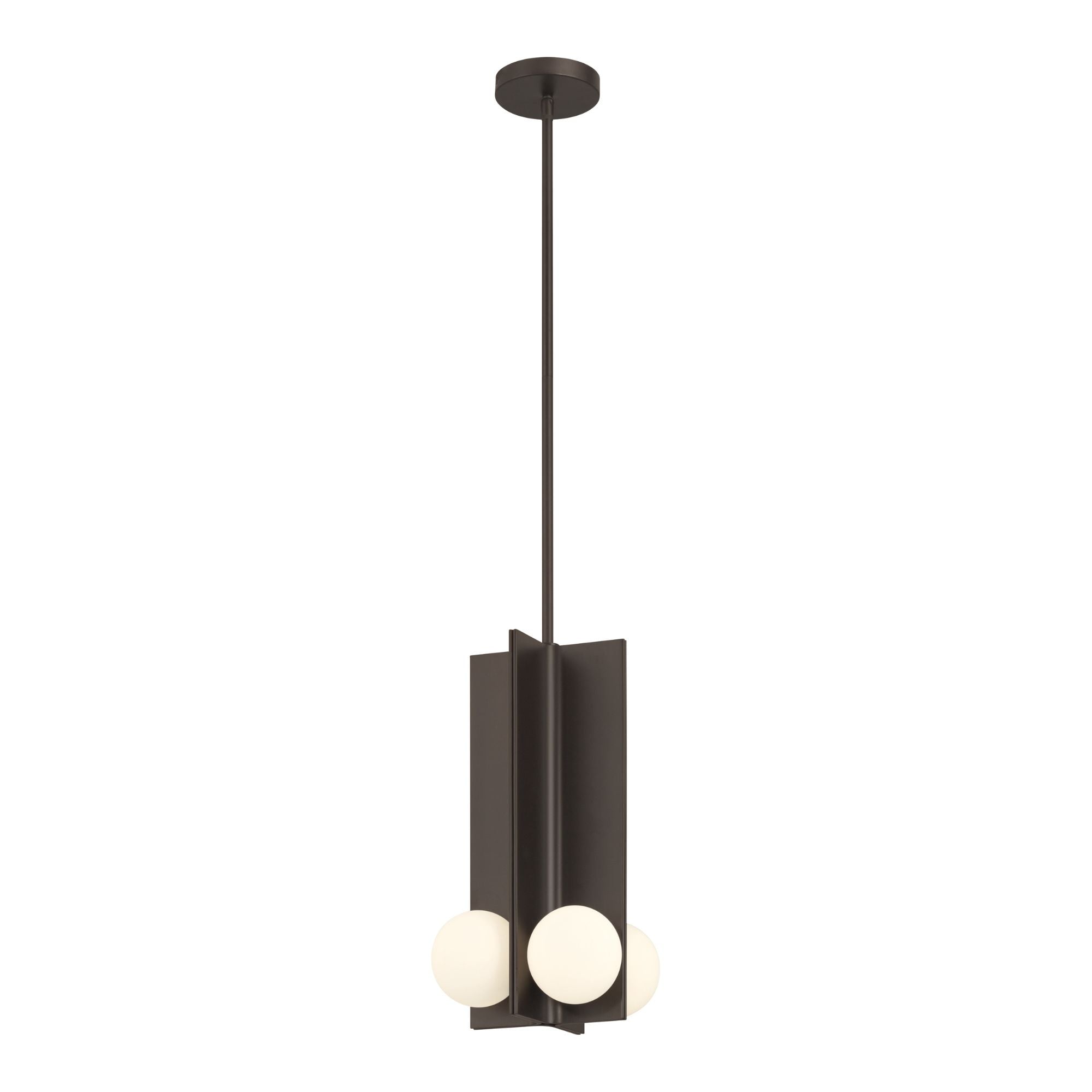 Minka-Lavery Vestra 16 in. LED Pendant, Dark Bronze with Etched Opal Glass