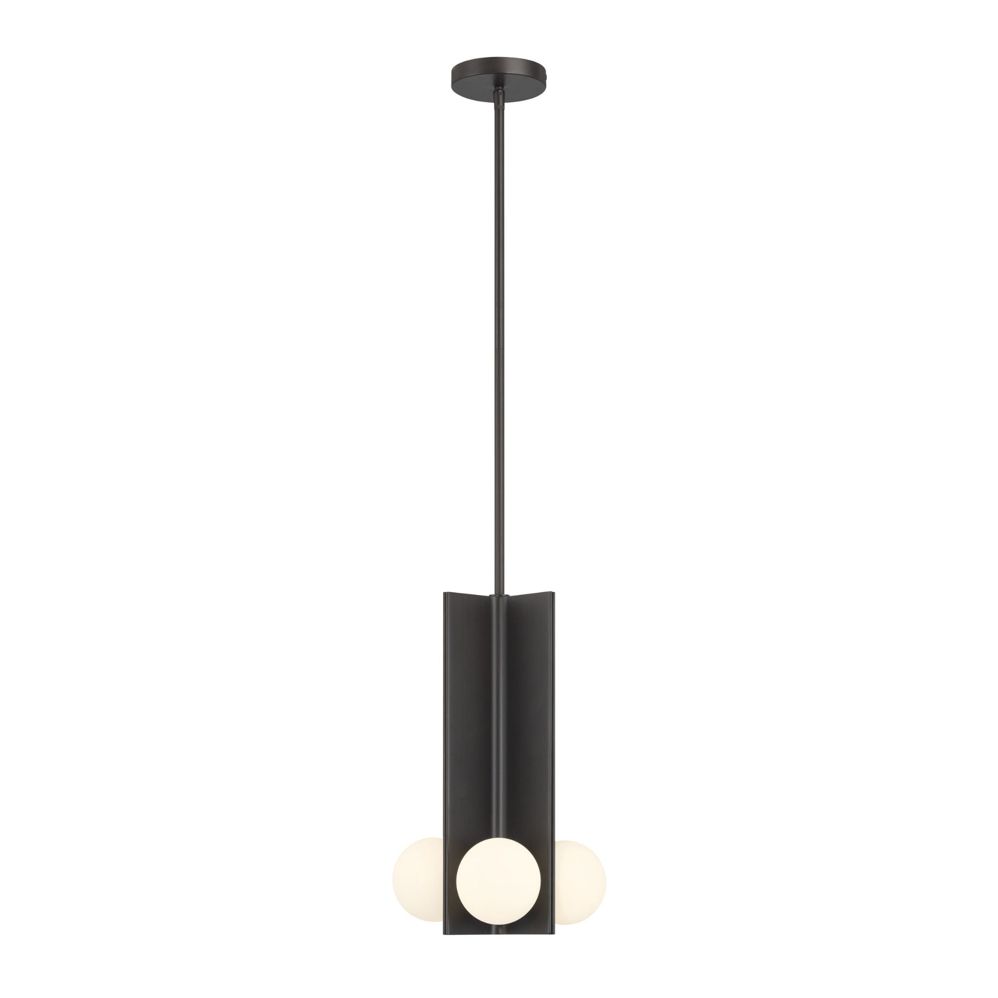 Minka-Lavery Vestra 16 in. LED Pendant, Dark Bronze with Etched Opal Glass