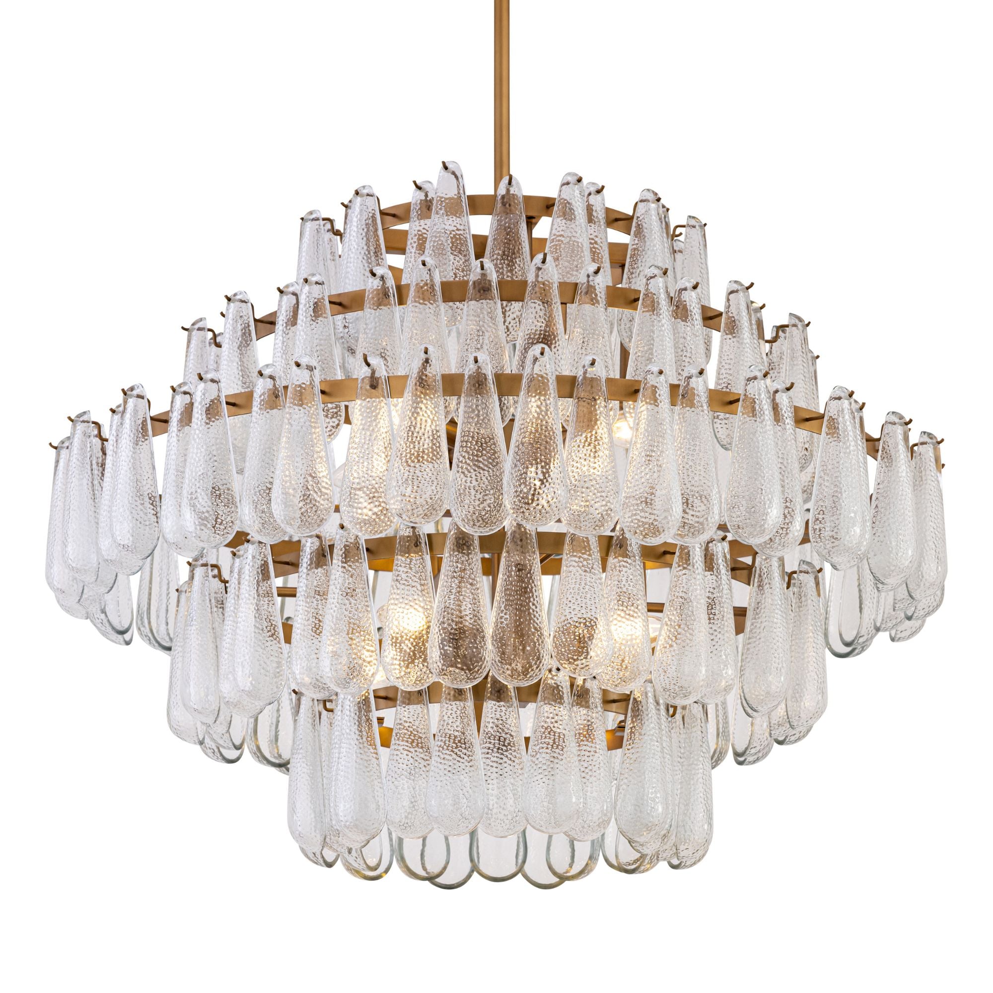 Minka-Lavery Vionne 32.25 in. 8-Light Pendant, Legacy Brass with Clear Dimpled Glass