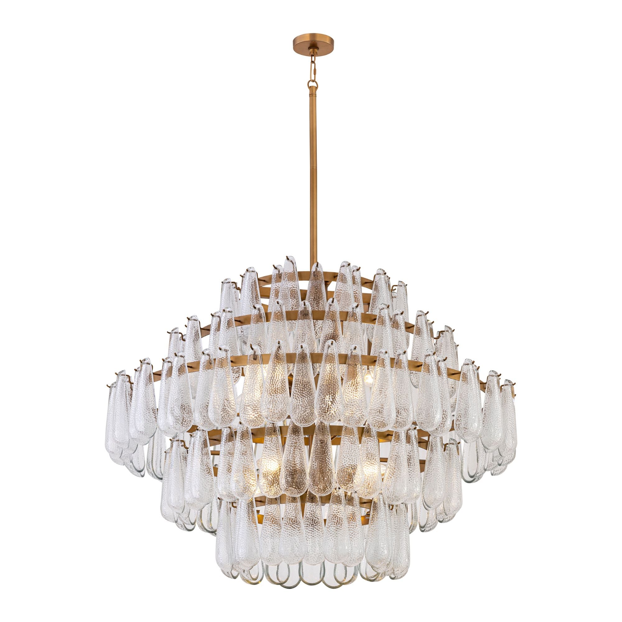 Minka-Lavery Vionne 32.25 in. 8-Light Pendant, Legacy Brass with Clear Dimpled Glass