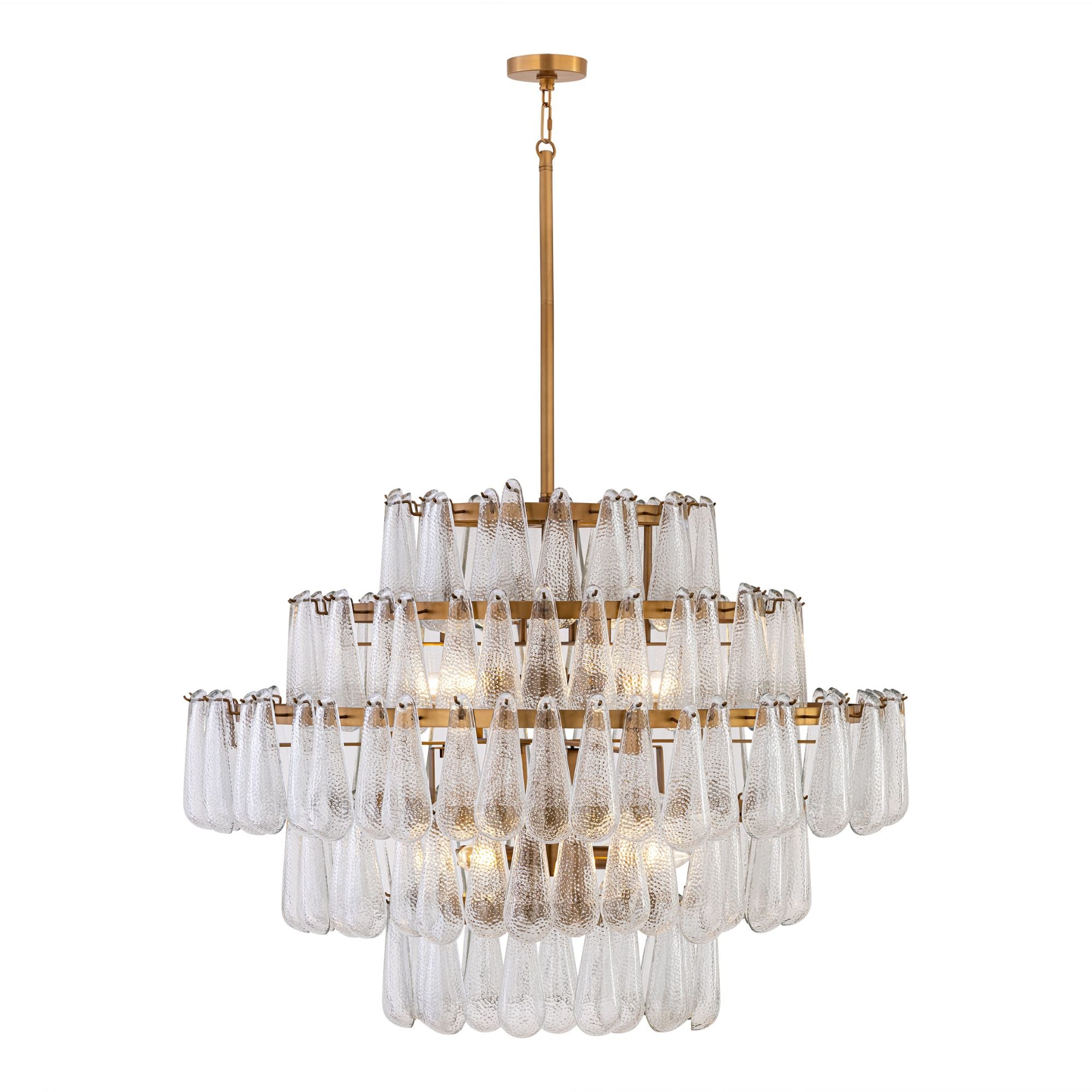 Minka-Lavery Vionne 32.25 in. 8-Light Pendant, Legacy Brass with Clear Dimpled Glass
