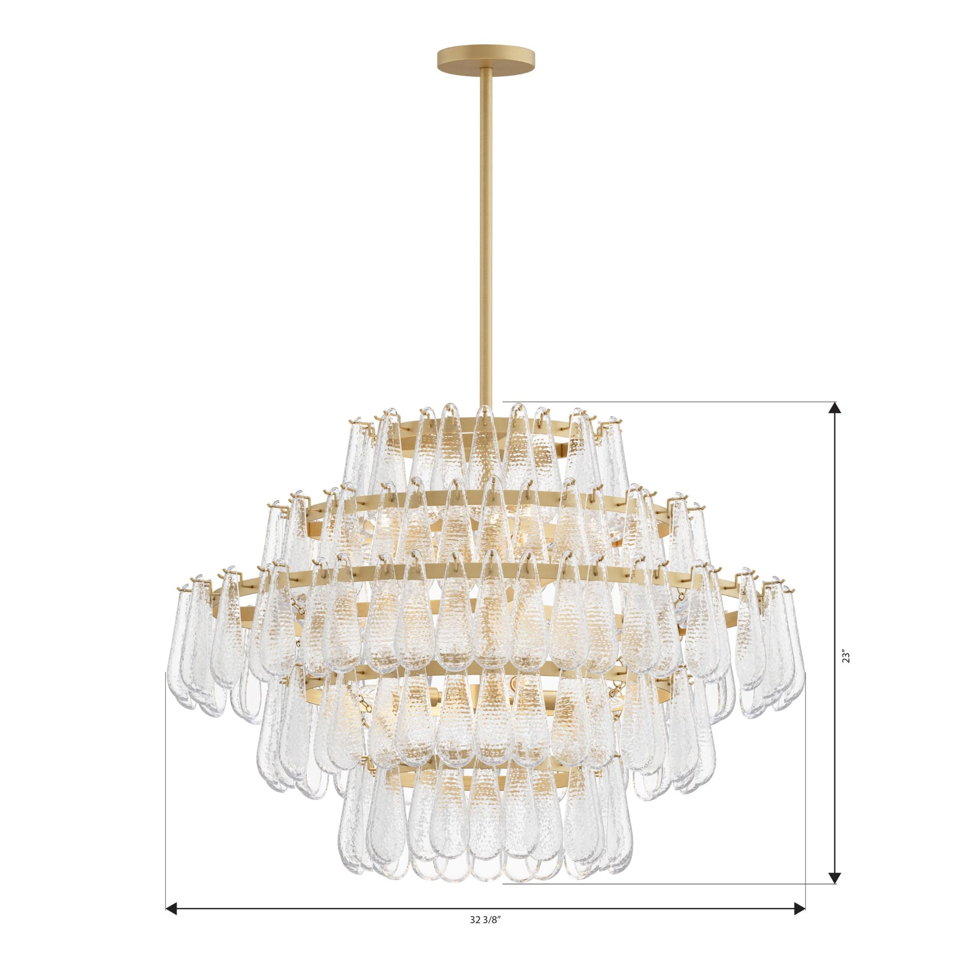 Minka-Lavery Vionne 32.25 in. 8-Light Pendant, Legacy Brass with Clear Dimpled Glass