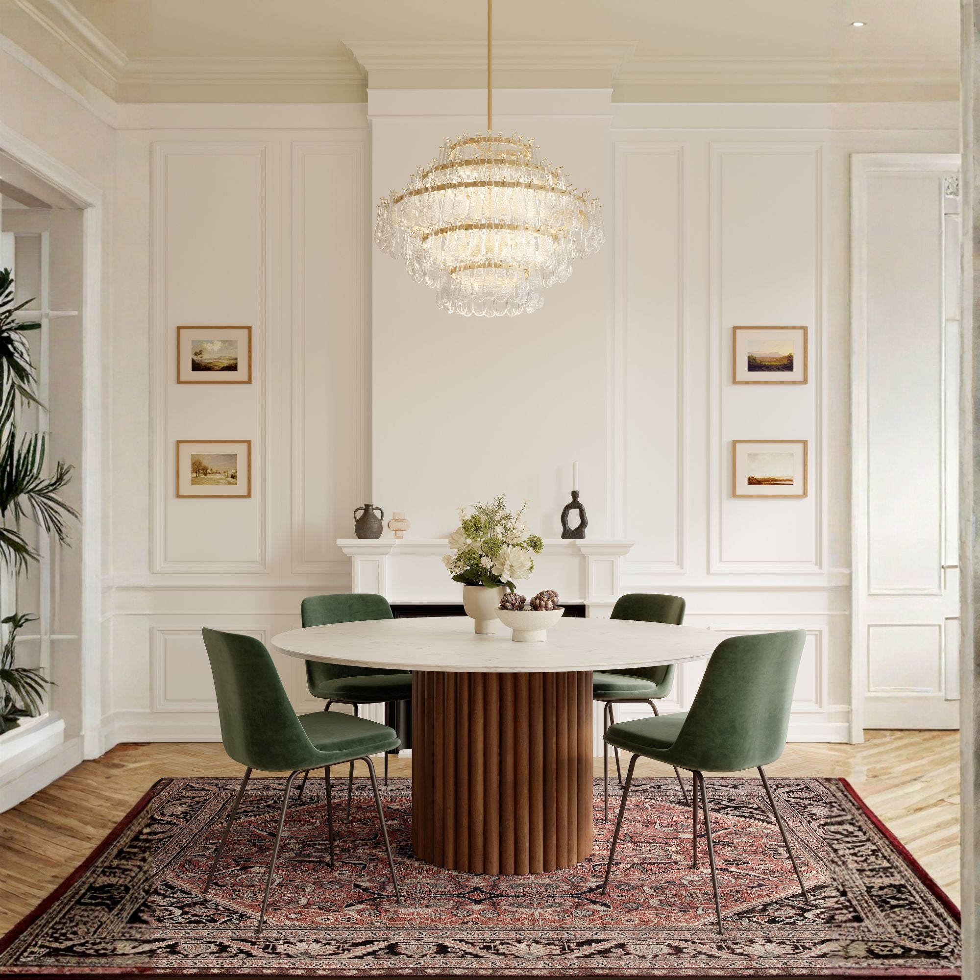 Minka-Lavery Vionne 32.25 in. 8-Light Pendant, Legacy Brass with Clear Dimpled Glass
