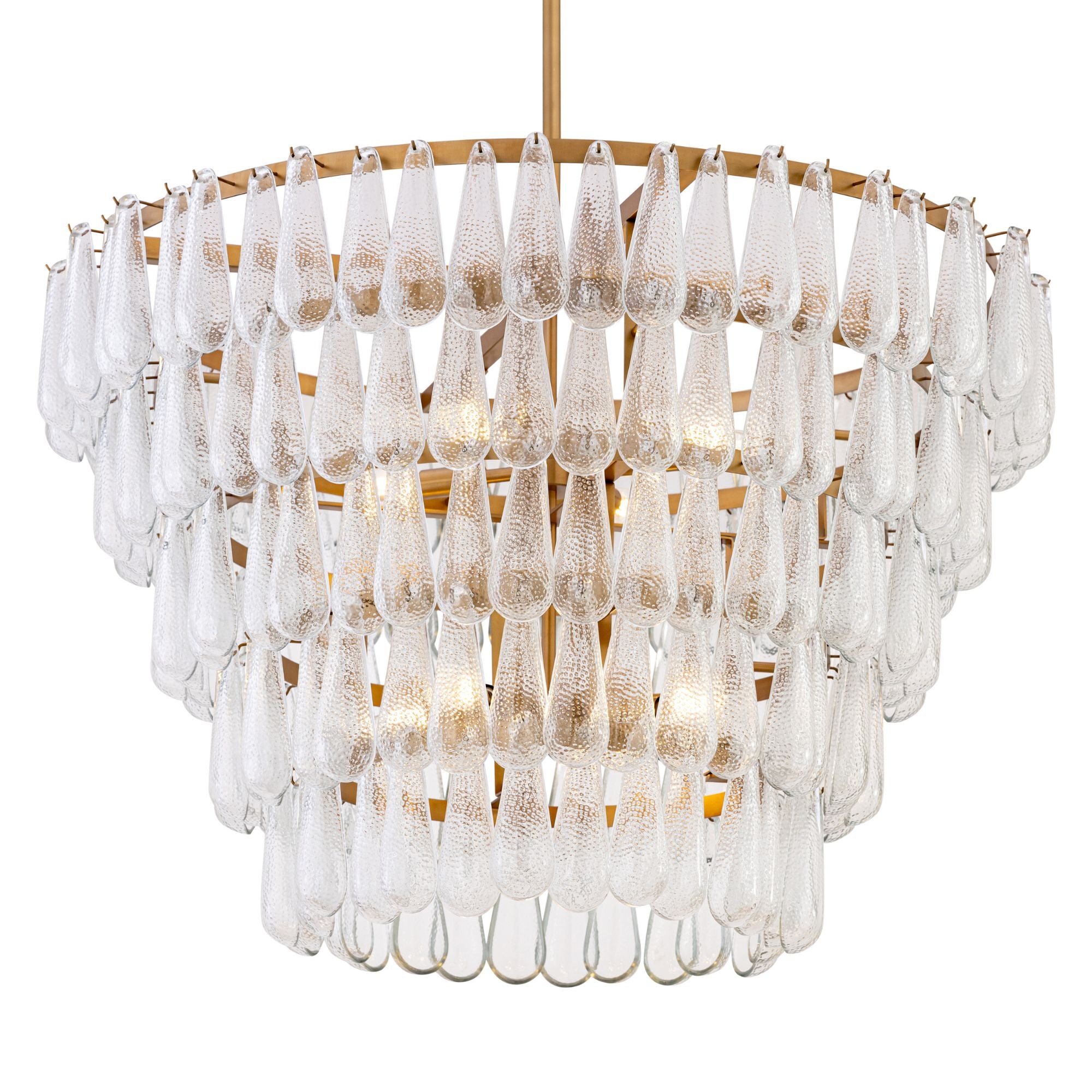 Minka-Lavery Vionne 35 in. 8-Light Pendant, Legacy Brass with Clear Dimpled Glass