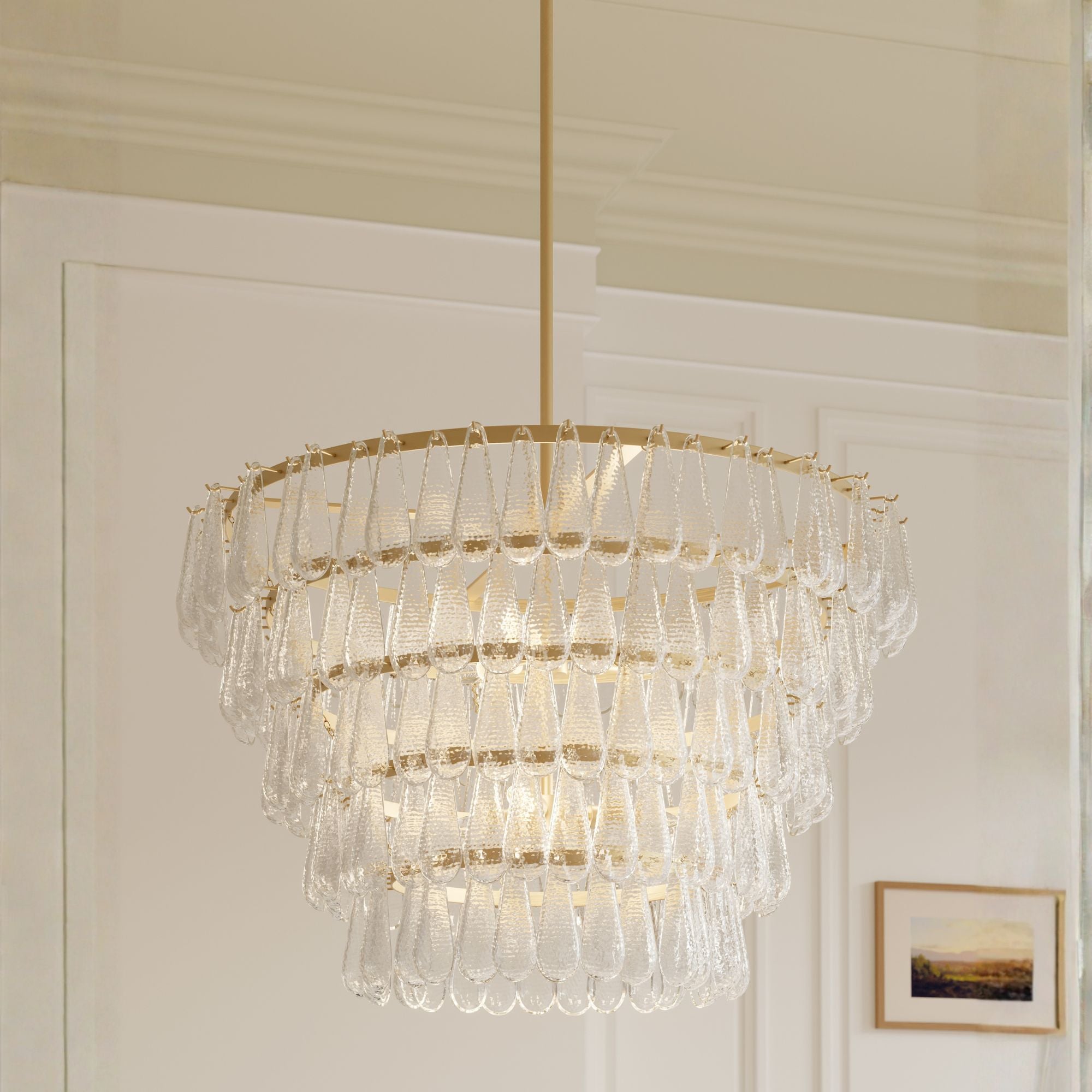 Minka-Lavery Vionne 35 in. 8-Light Pendant, Legacy Brass with Clear Dimpled Glass