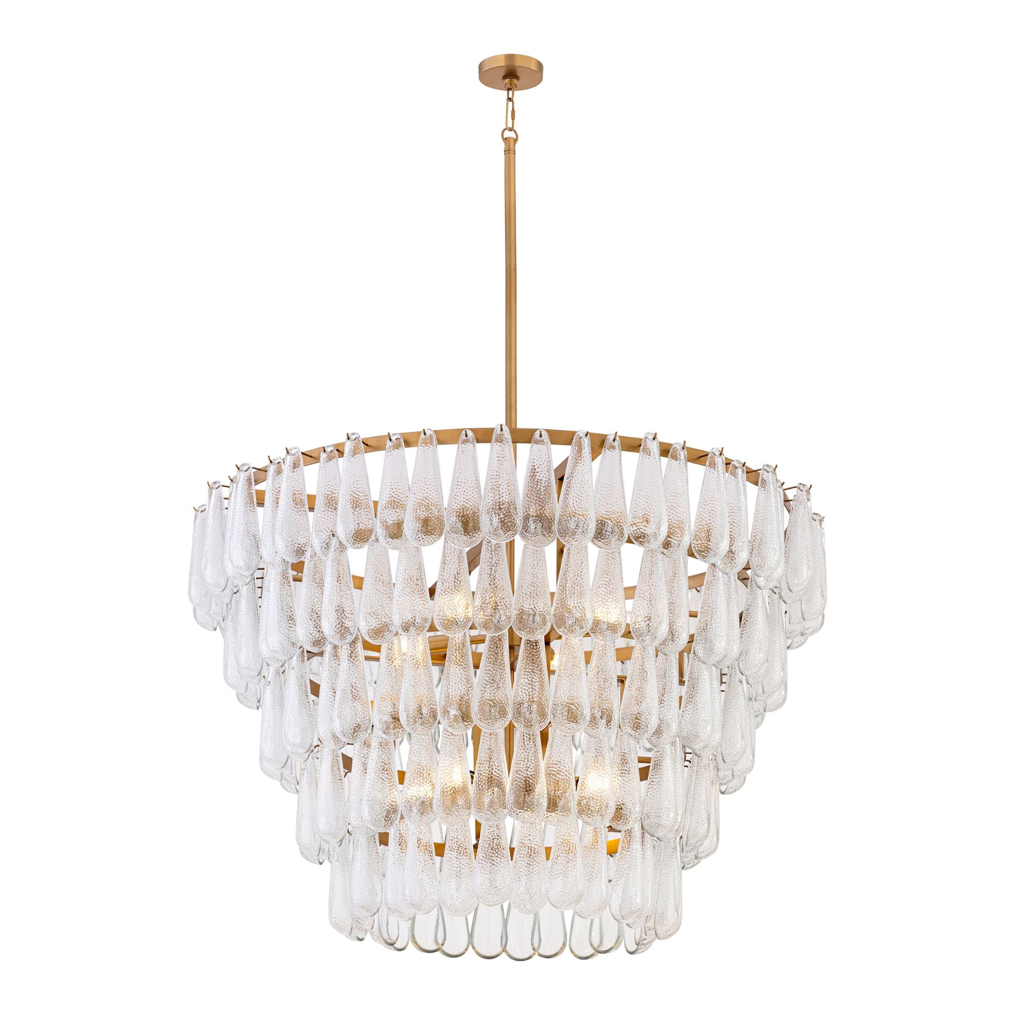 Minka-Lavery Vionne 35 in. 8-Light Pendant, Legacy Brass with Clear Dimpled Glass