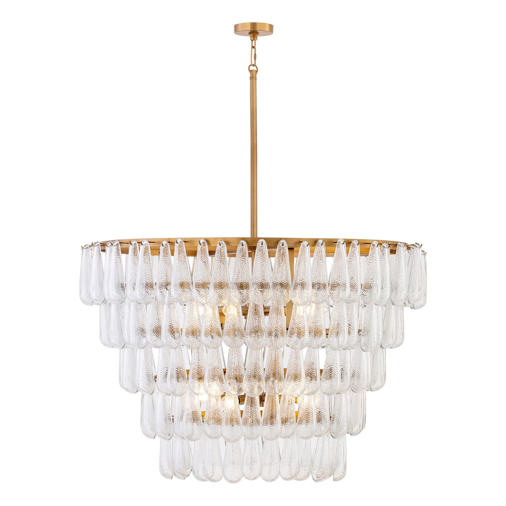 Minka-Lavery Vionne 35 in. 8-Light Pendant, Legacy Brass with Clear Dimpled Glass