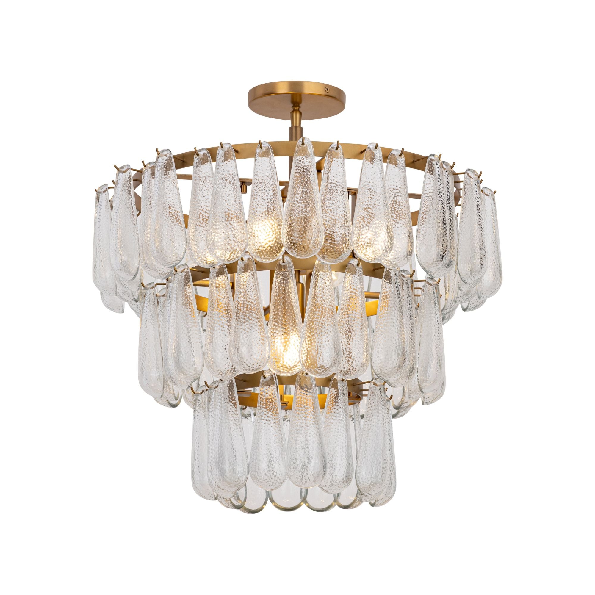 Minka-Lavery Vionne 21.5 in. 5-Light Semi-Flush Mount, Legacy Brass with Clear Dimpled Glass