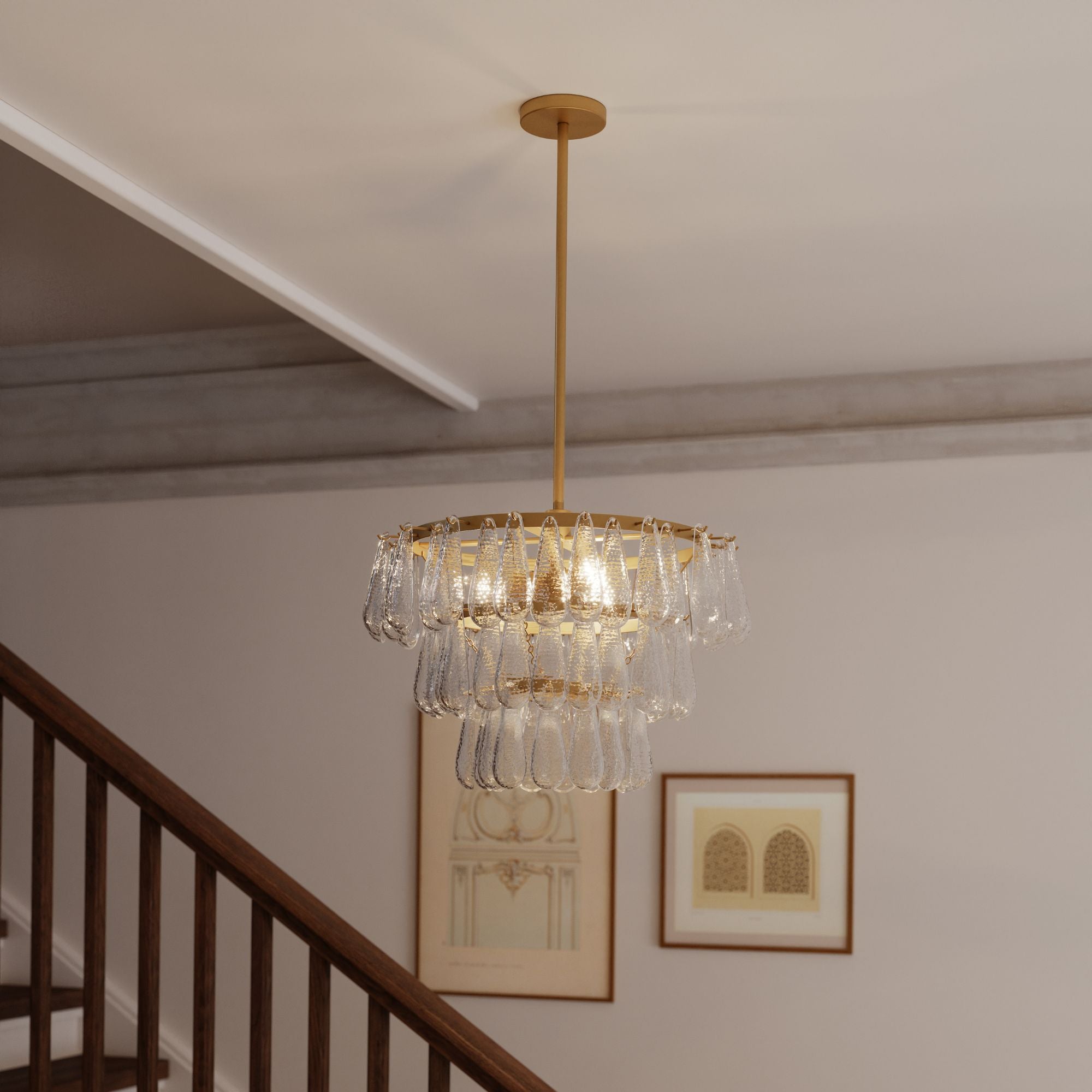 Minka-Lavery Vionne 21.5 in. 5-Light Semi-Flush Mount, Legacy Brass with Clear Dimpled Glass