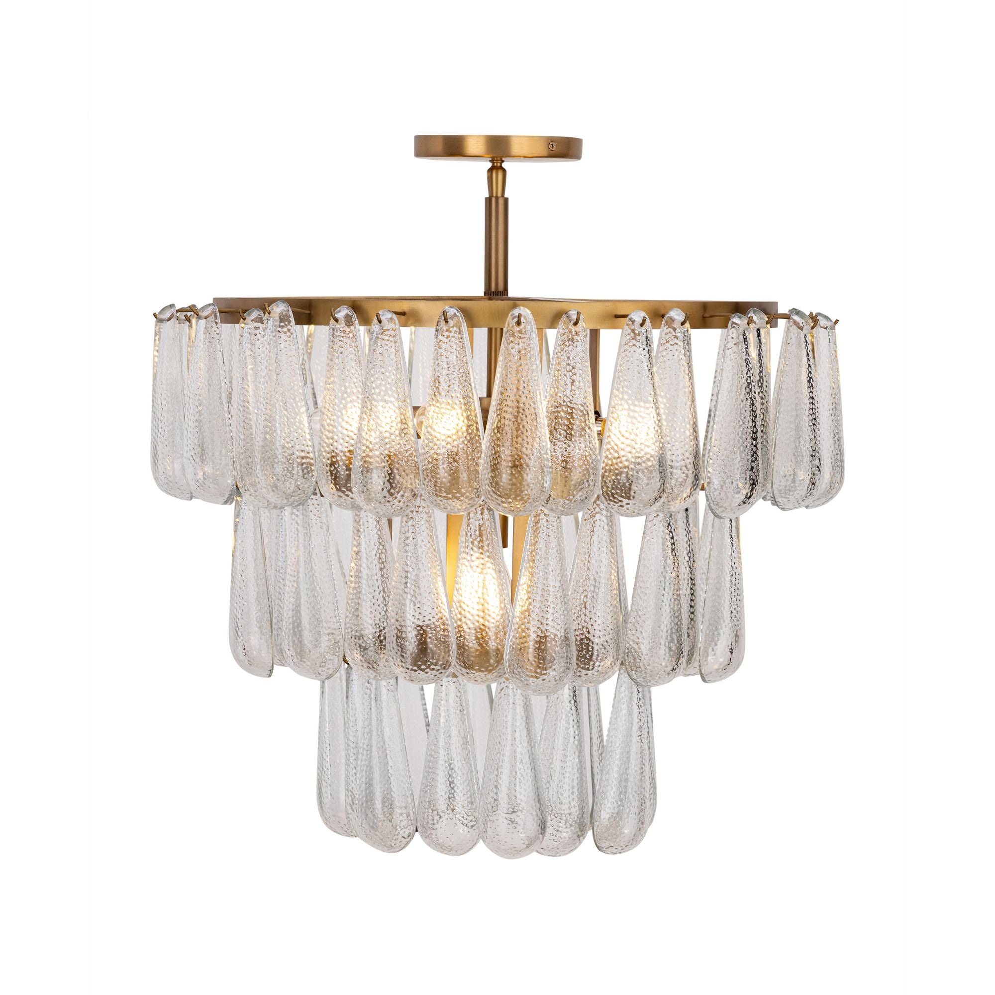 Minka-Lavery Vionne 21.5 in. 5-Light Semi-Flush Mount, Legacy Brass with Clear Dimpled Glass