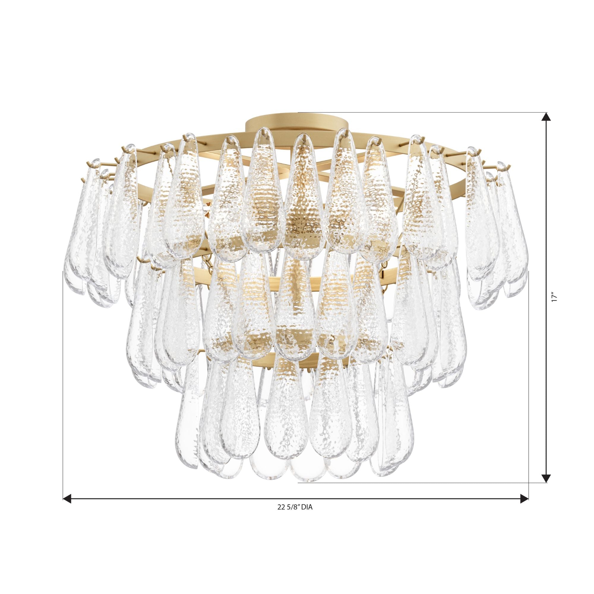 Minka-Lavery Vionne 21.5 in. 5-Light Semi-Flush Mount, Legacy Brass with Clear Dimpled Glass