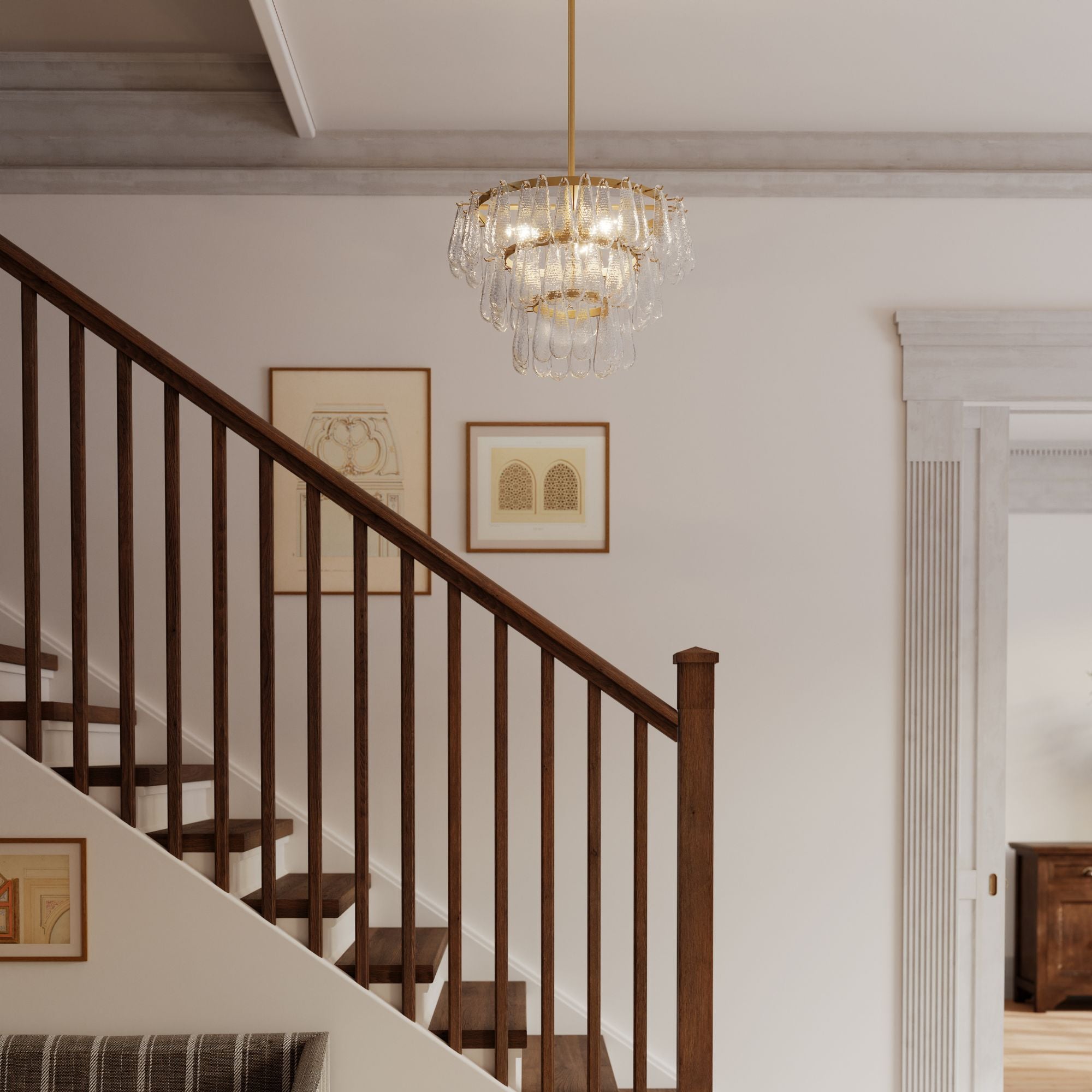 Minka-Lavery Vionne 21.5 in. 5-Light Semi-Flush Mount, Legacy Brass with Clear Dimpled Glass