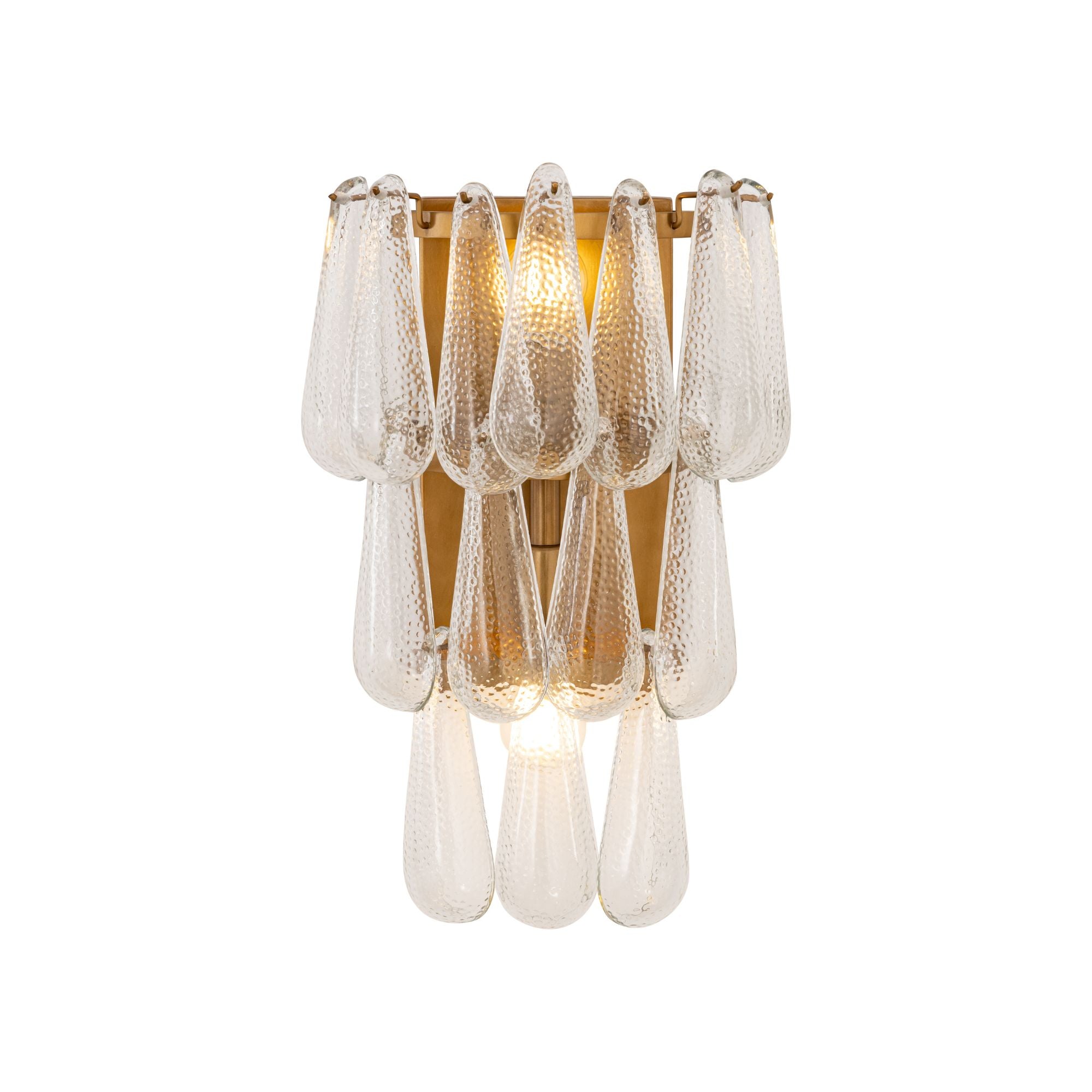 Minka-Lavery Vionne 15 in. 2-Light Wall Sconce, Legacy Brass with Clear Dimpled Glass