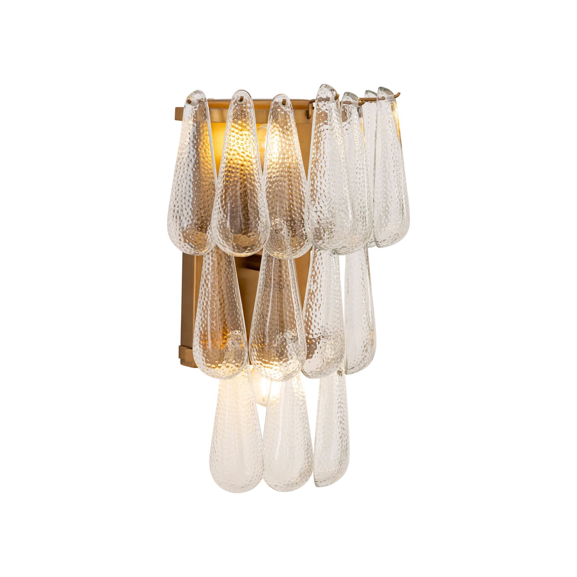Minka-Lavery Vionne 15 in. 2-Light Wall Sconce, Legacy Brass with Clear Dimpled Glass