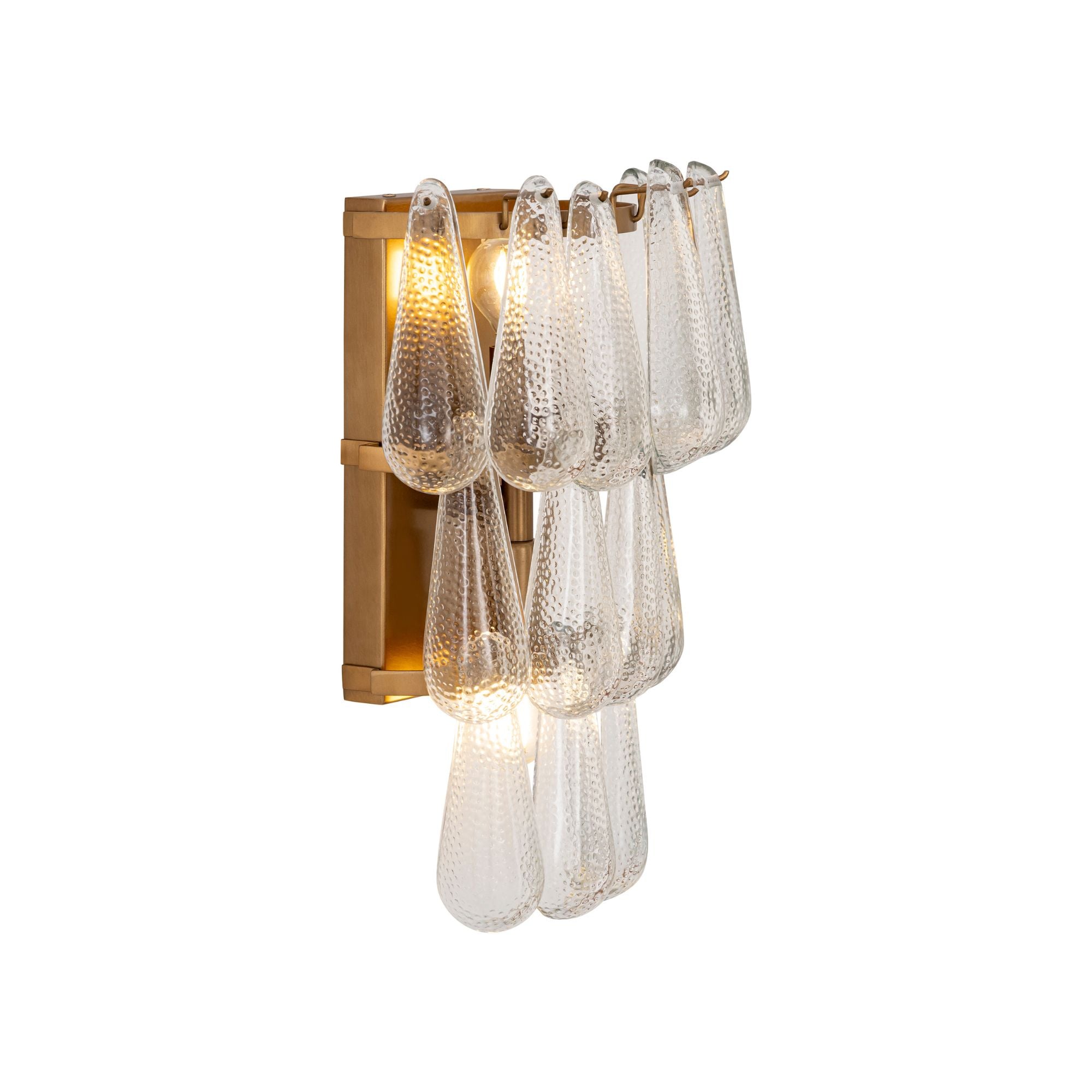 Minka-Lavery Vionne 15 in. 2-Light Wall Sconce, Legacy Brass with Clear Dimpled Glass