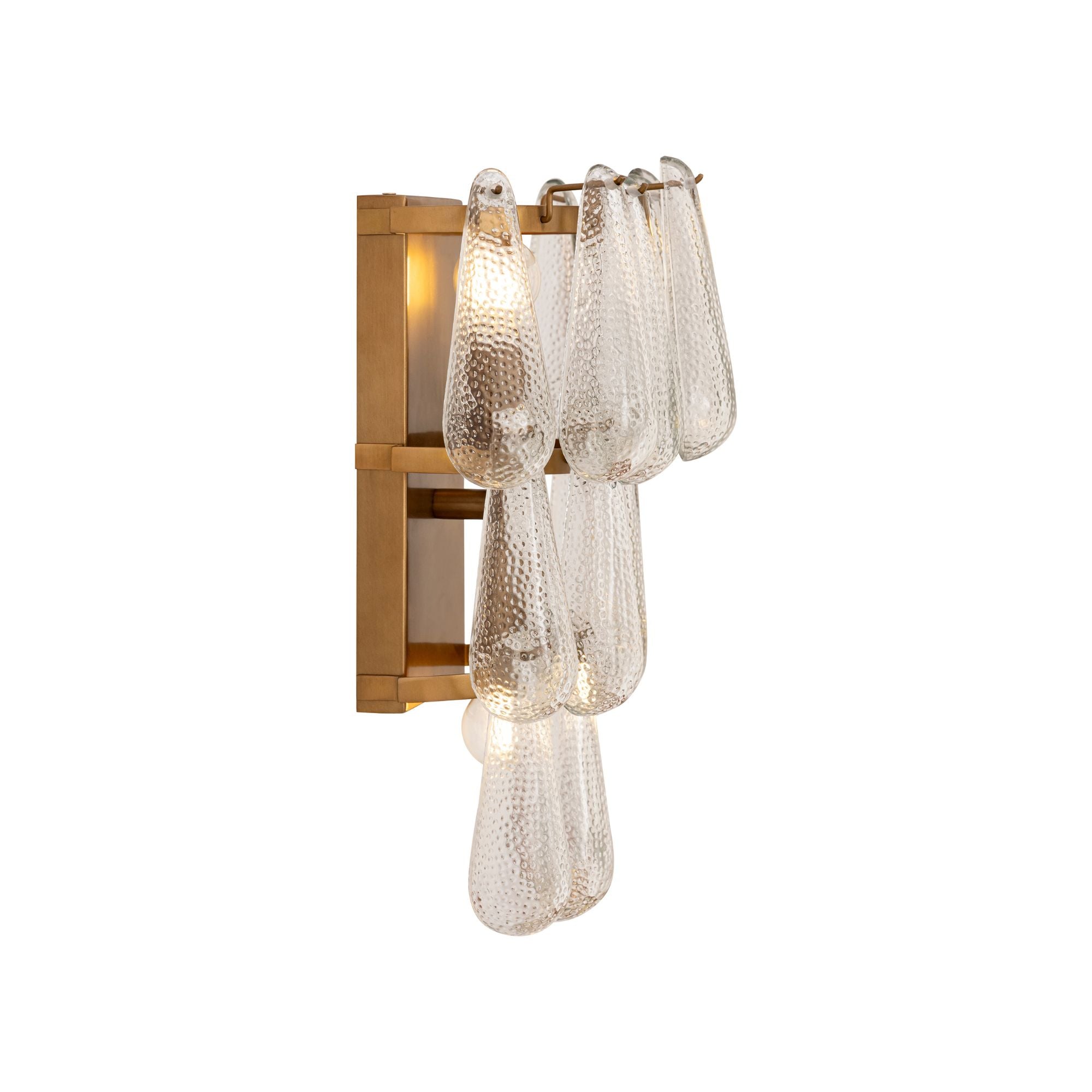 Minka-Lavery Vionne 15 in. 2-Light Wall Sconce, Legacy Brass with Clear Dimpled Glass
