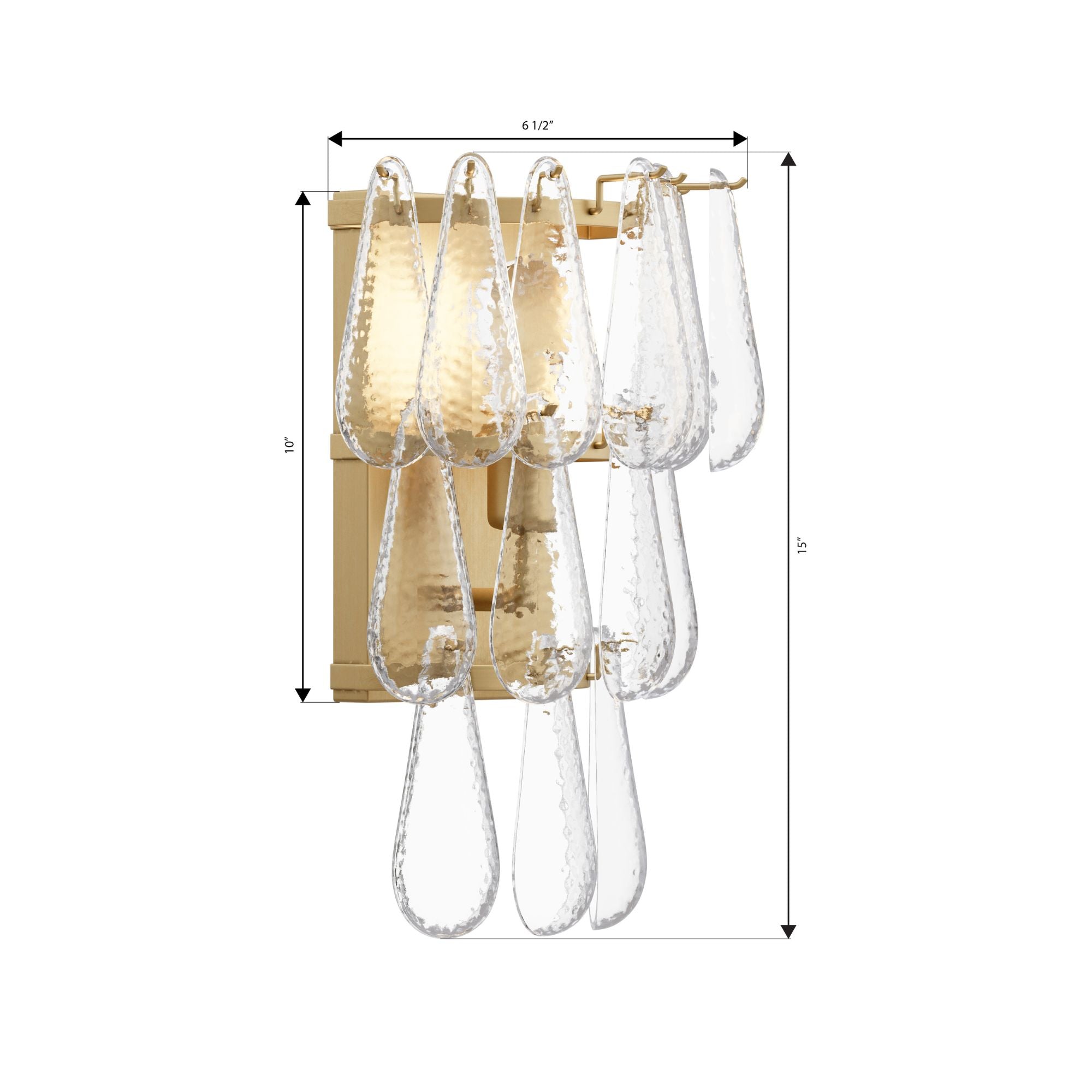 Minka-Lavery Vionne 15 in. 2-Light Wall Sconce, Legacy Brass with Clear Dimpled Glass