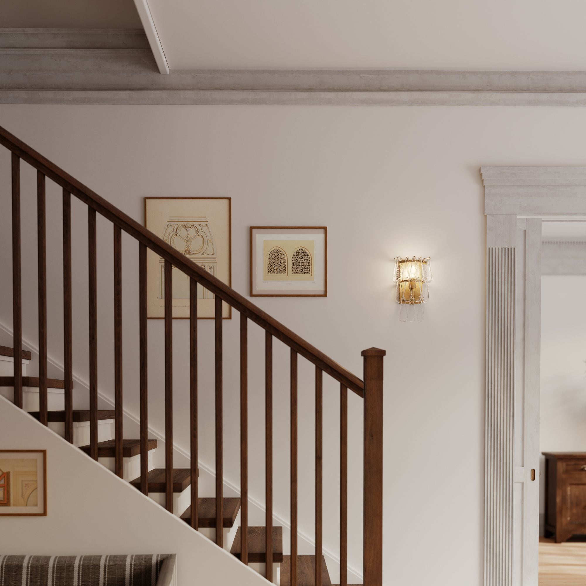 Minka-Lavery Vionne 15 in. 2-Light Wall Sconce, Legacy Brass with Clear Dimpled Glass