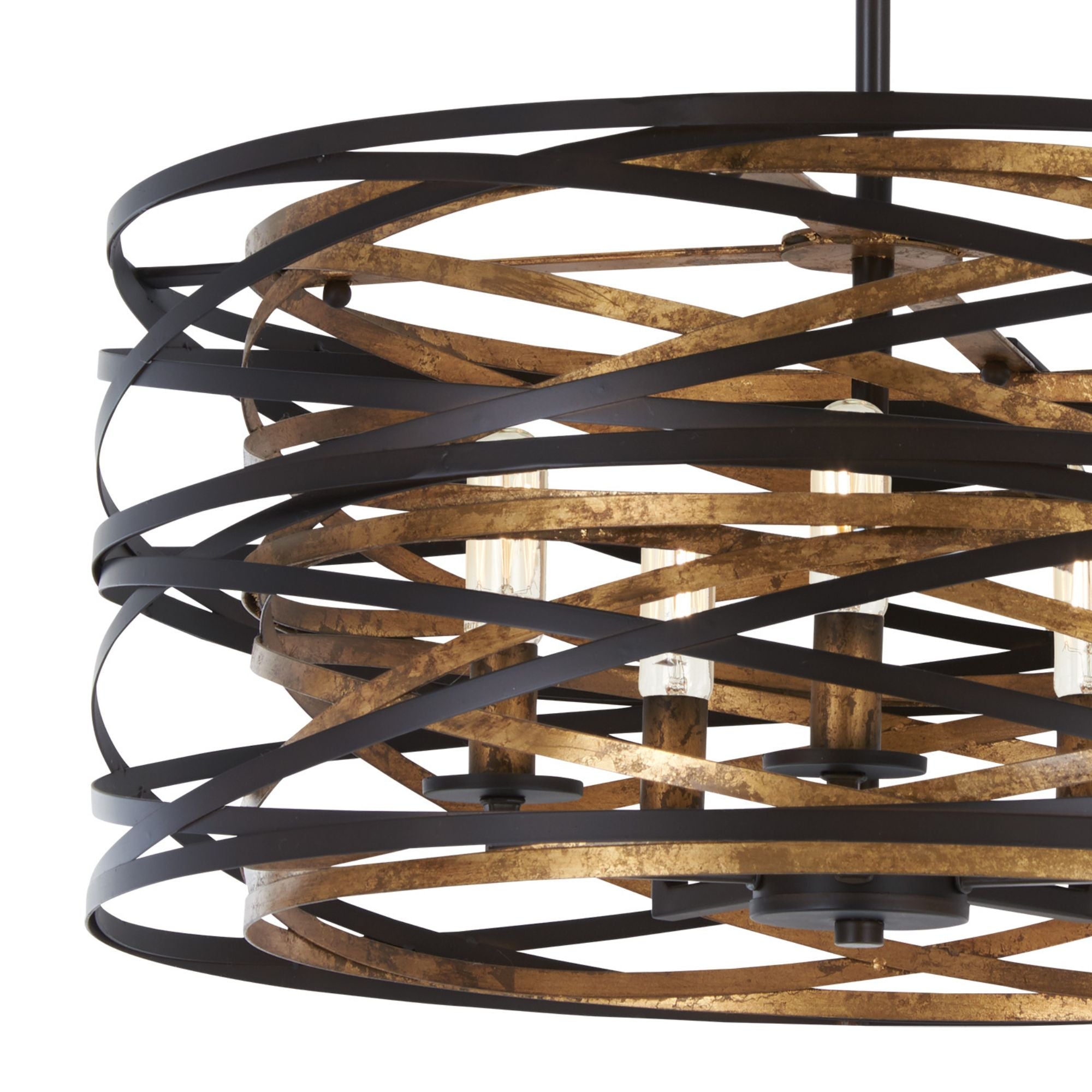 Vortic Flow 20" 5-Light Semi-Flush Mount, Dark Bronze & Mosaic Gold Finish