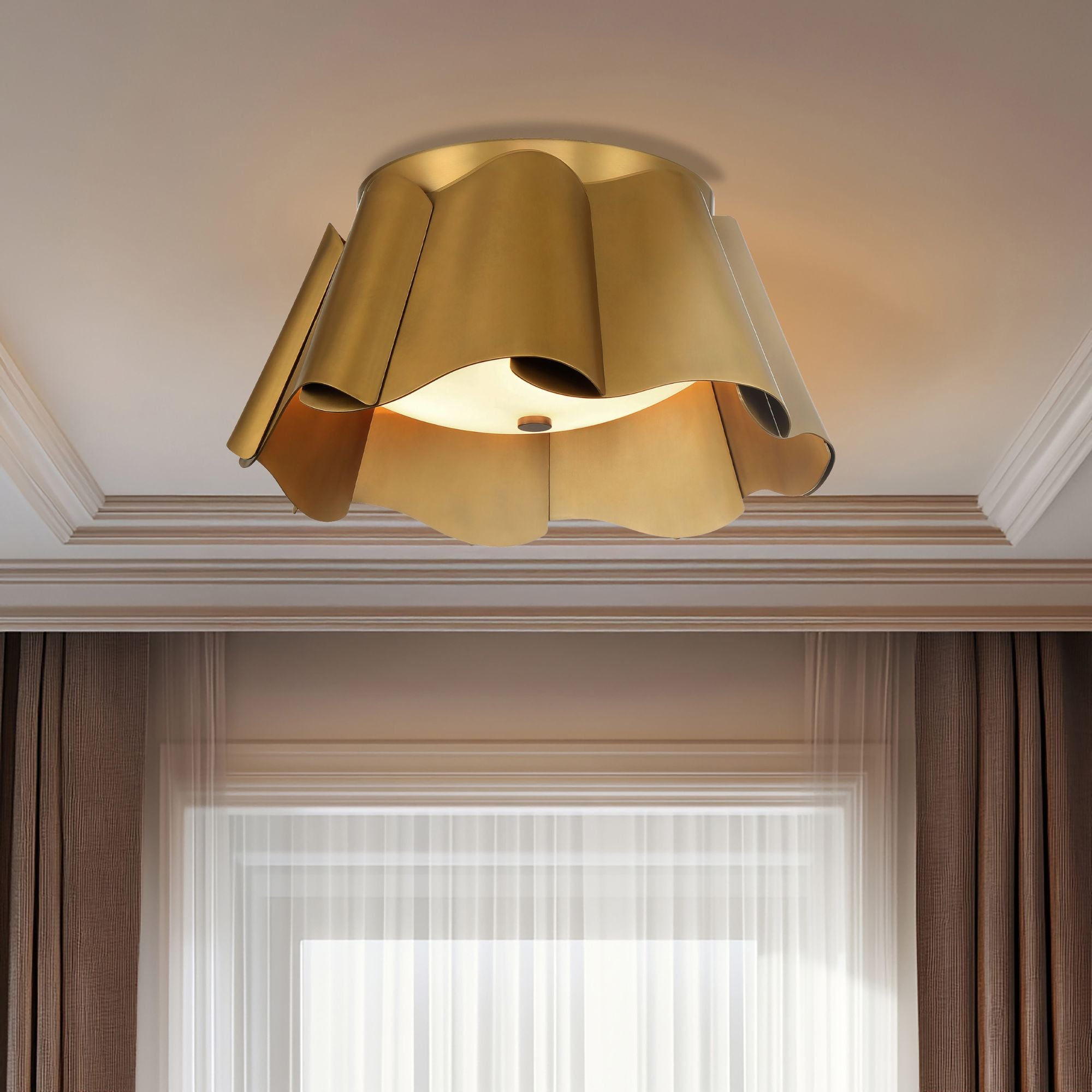 Waveform 14" 3-Light Flush Mount, Legacy Brass Finish