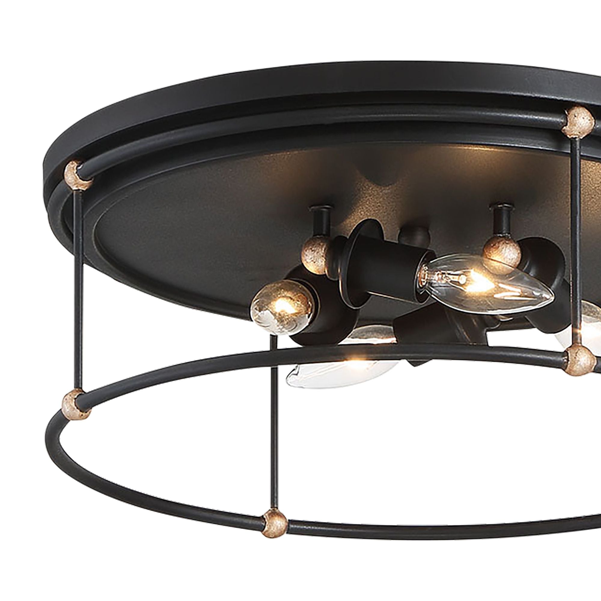 Westchester County 17" 4-Light Flush Mount, Sand Coal & Gold Finish