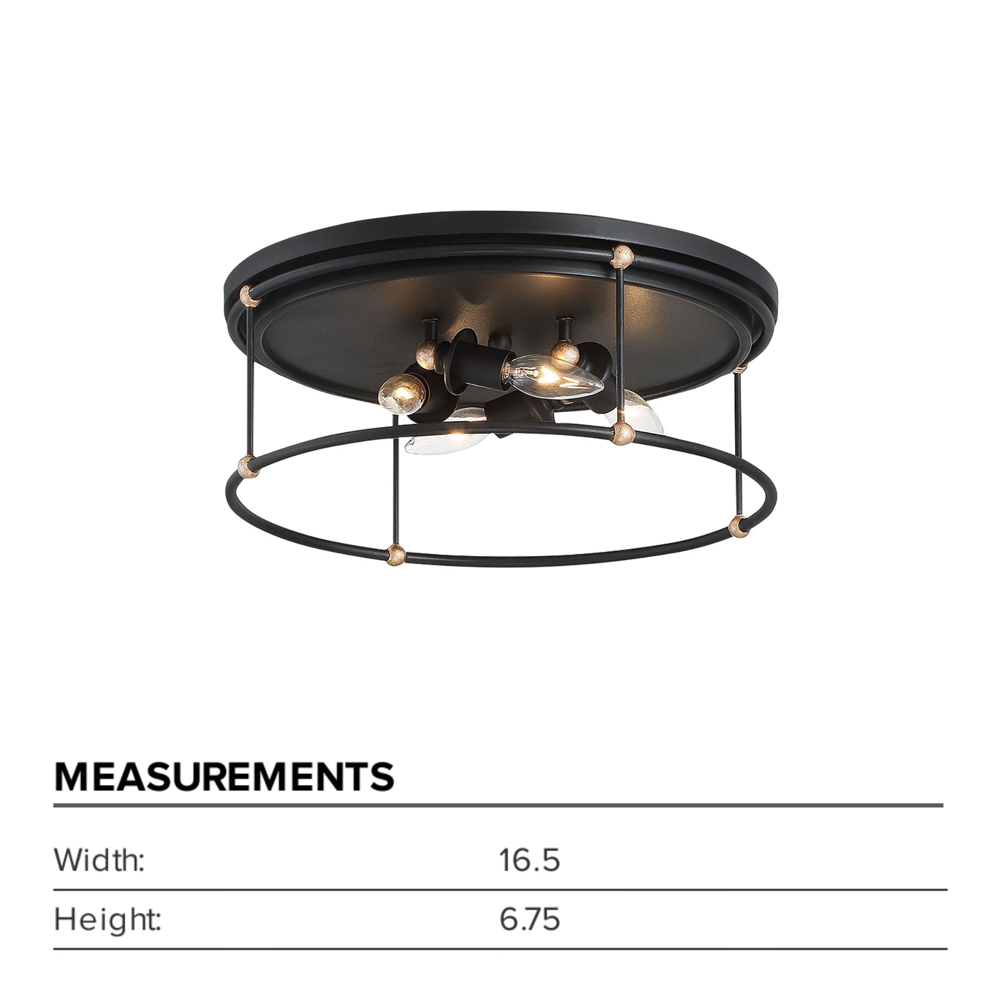 Westchester County 17" Flush Mount, Sand Coal & Gold Finish