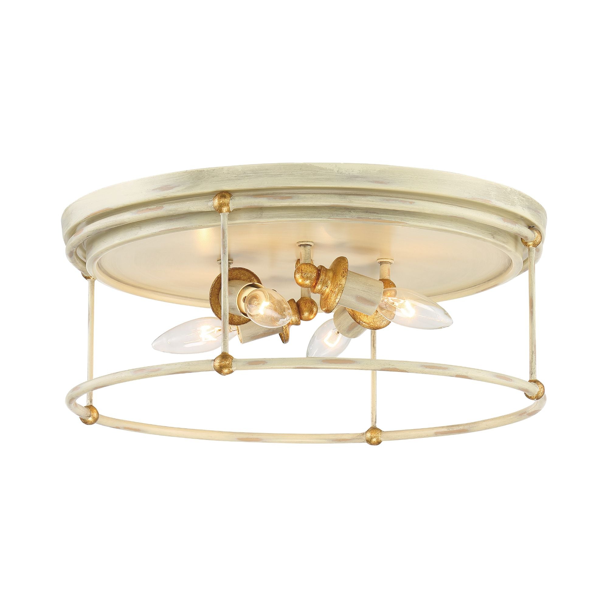 Westchester County 17" 4-Light Flush Mount, Farmhouse White & Gold Finish