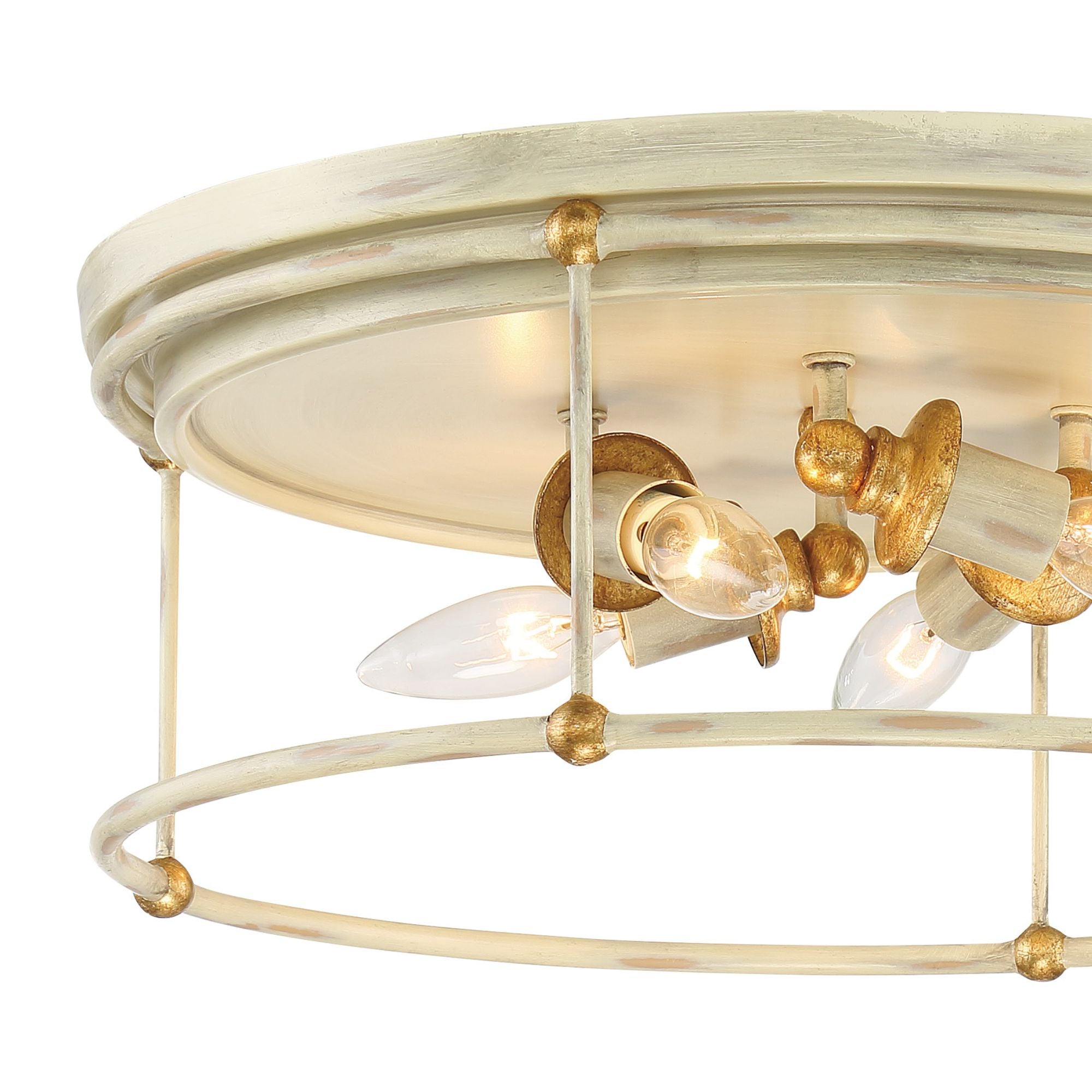 Westchester County 17" 4-Light Flush Mount, Farmhouse White & Gold Finish