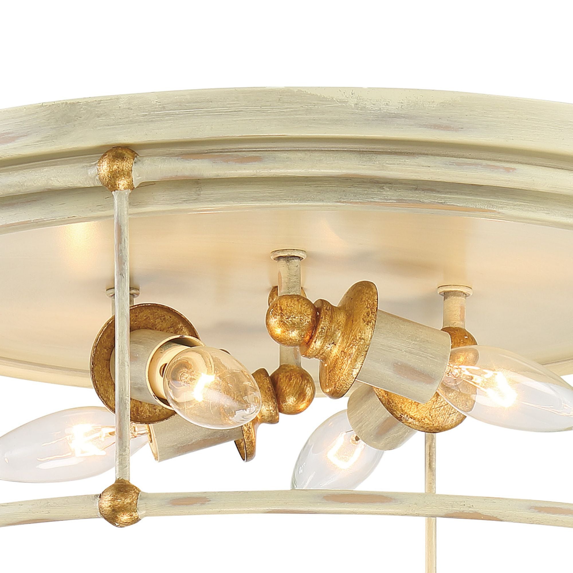 Westchester County 17" Flush Mount, Farmhouse White & Gold Finish