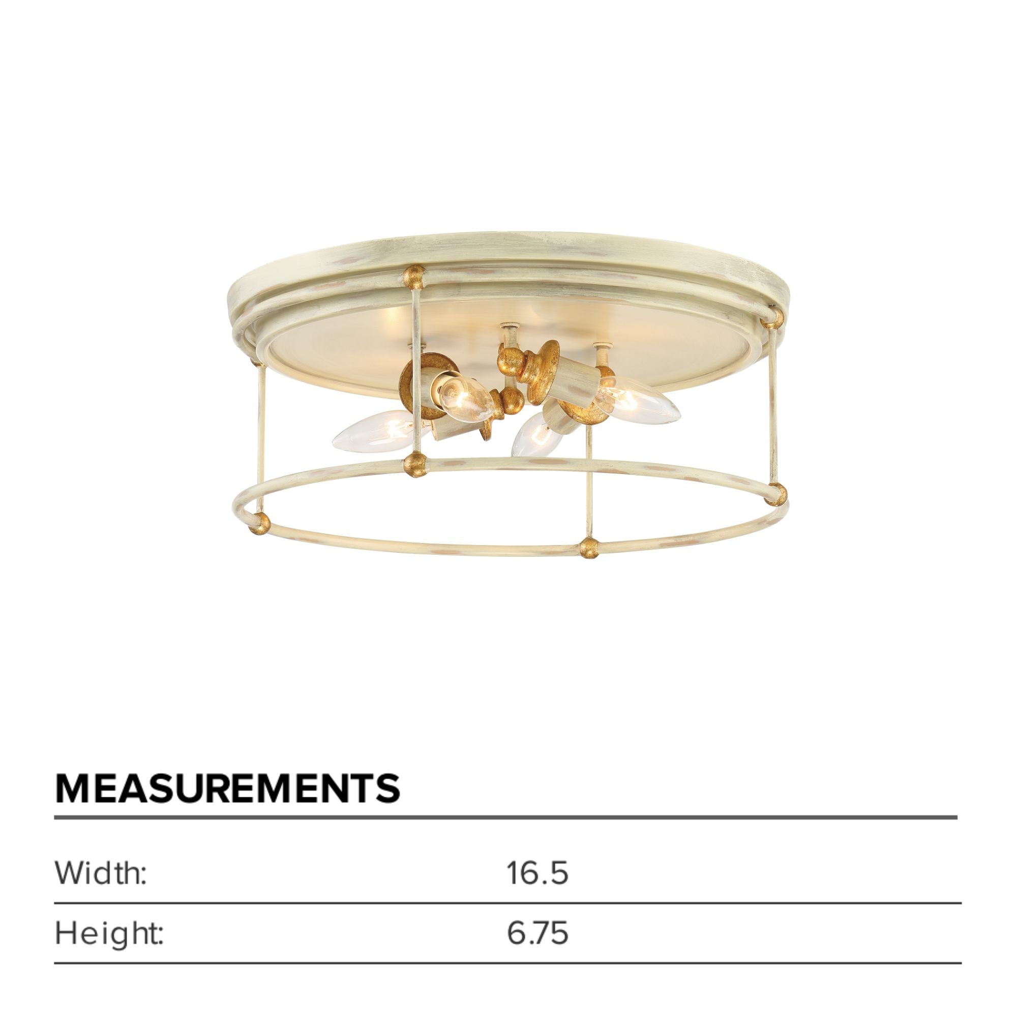 Westchester County 17" Flush Mount, Farmhouse White & Gold Finish